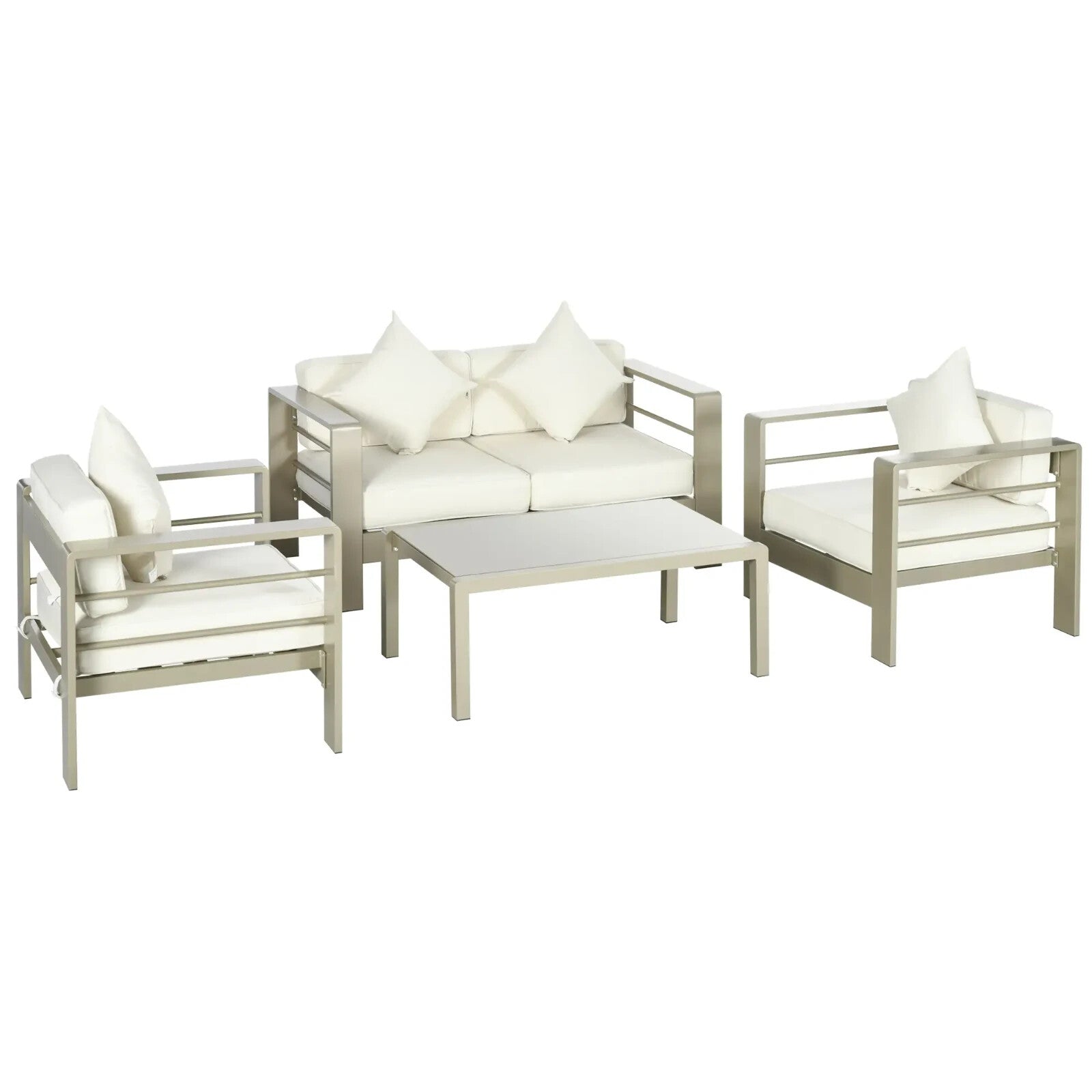 4 - Piece Outdoor Garden Furniture Set with Aluminium Frame and Cushioned Seats - Home and Garden Furniture Shop - rustic - furniture