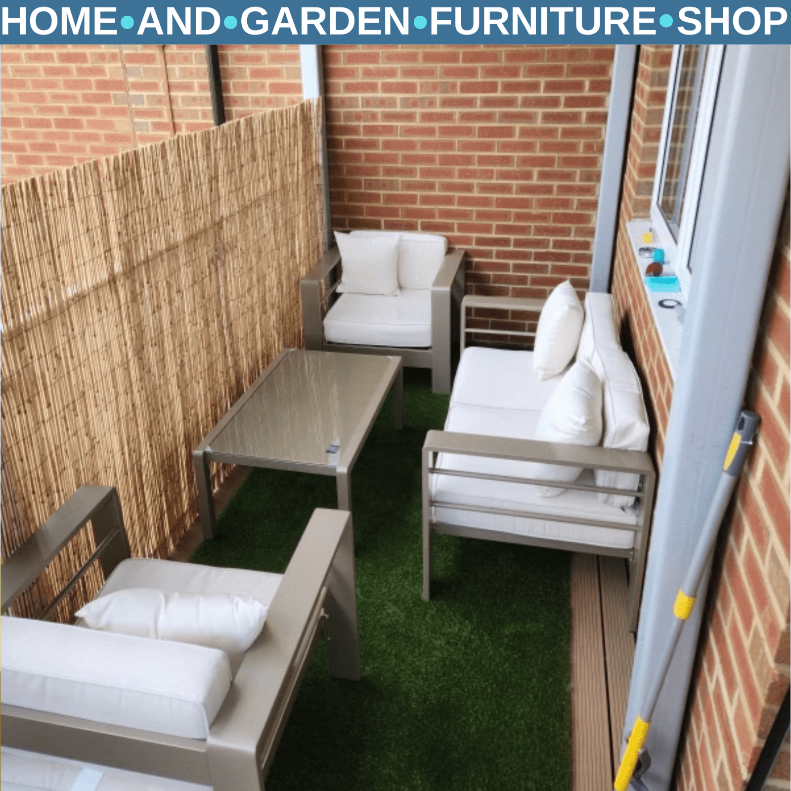 4 - Piece Outdoor Garden Furniture Set with Aluminium Frame and Cushioned Seats - Home and Garden Furniture Shop - rustic - furniture