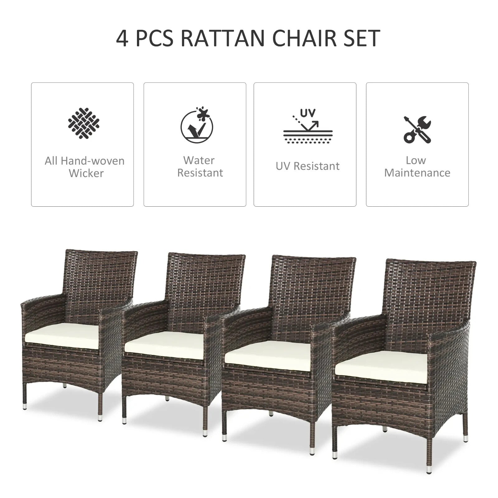 4 Piece Rattan Garden Furniture Set Outdoor Cushioned Patio Chairs and Sofa Set - Home and Garden Furniture Shop - rustic - furniture