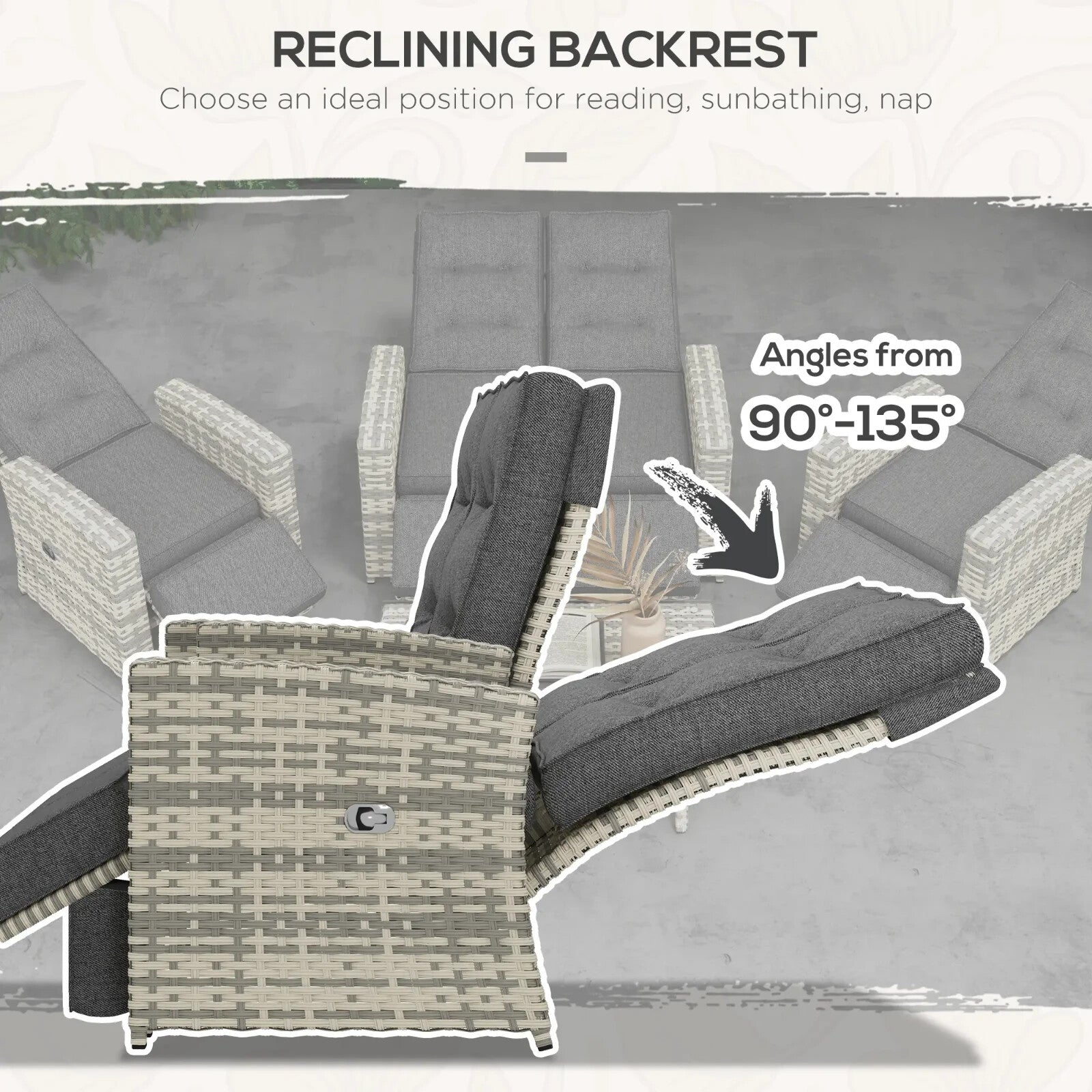 4 Piece Rattan Garden Furniture Set Outdoor Sofa Sectional with Glass Table Grey - Home and Garden Furniture Shop - rustic - furniture