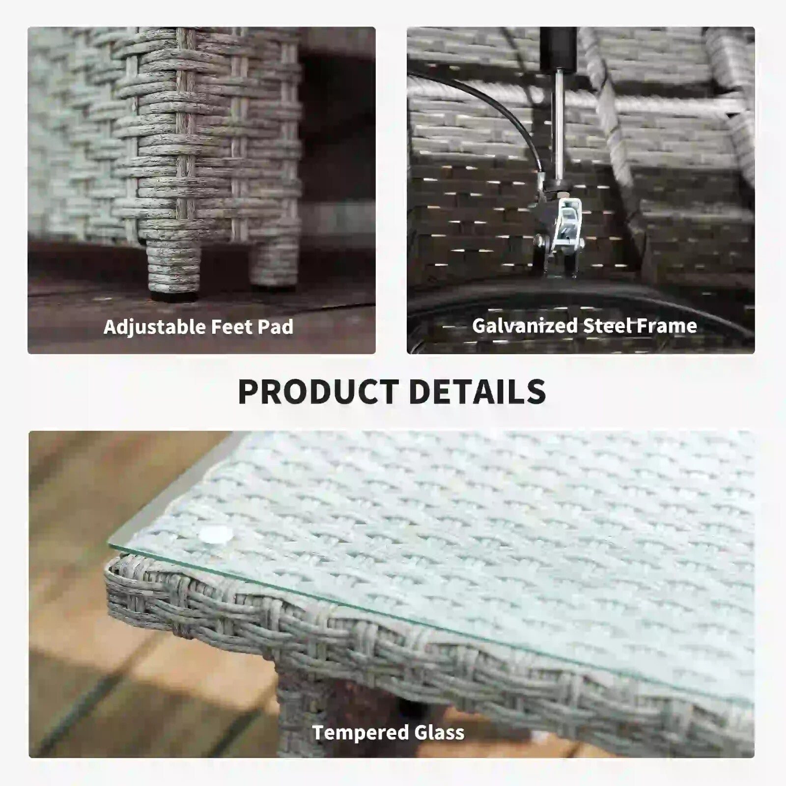 4 Piece Rattan Garden Furniture Set Outdoor Sofa with Glass Table Patio Seating - Home and Garden Furniture Shop - rustic - furniture