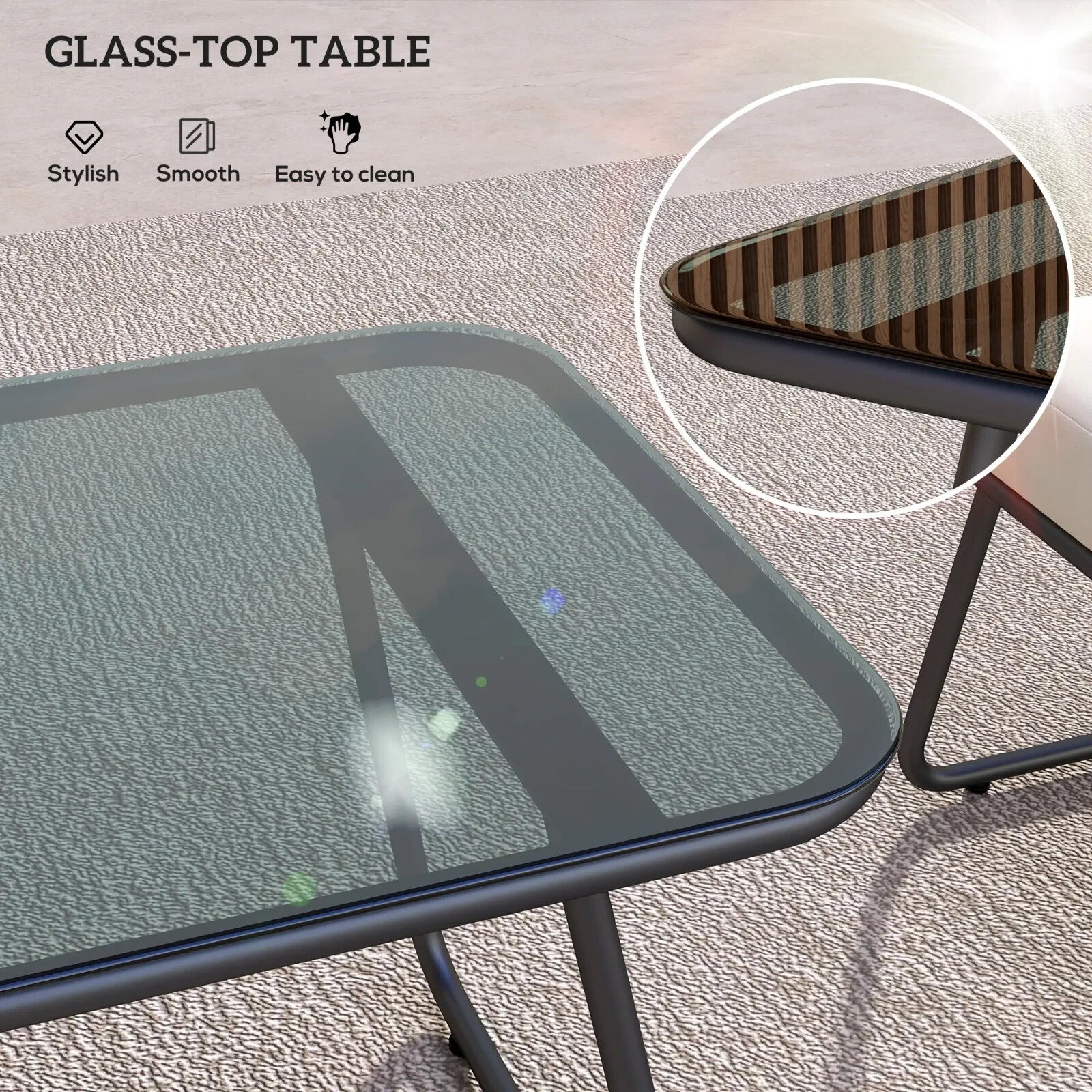 4 Piece Rattan Garden Furniture Set Patio Sofa with Chairs & Glass Table Outdoor - Home and Garden Furniture Shop - rustic - furniture