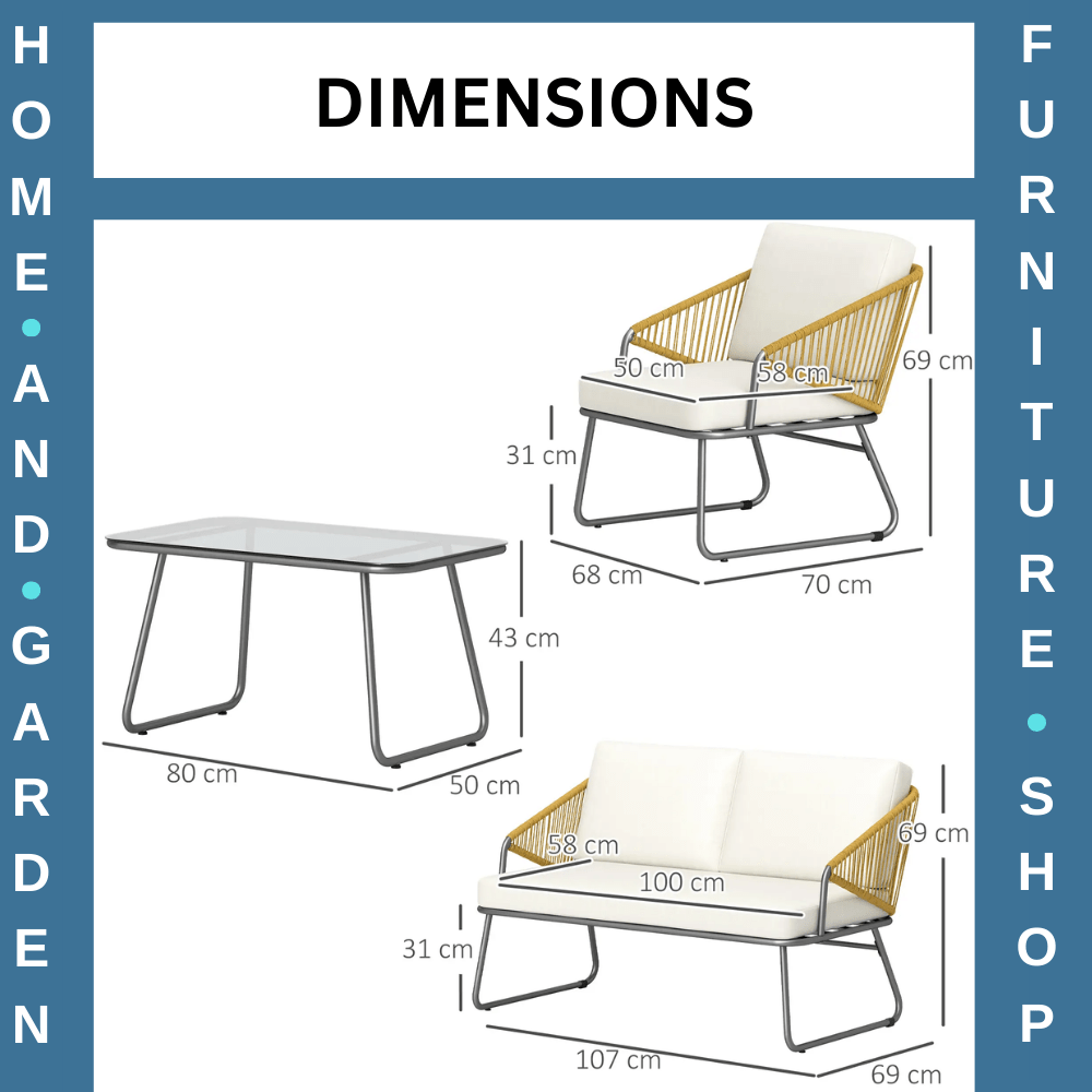4 Piece Rattan Garden Furniture Set Patio Sofa with Chairs & Glass Table Outdoor - Home and Garden Furniture Shop - rustic - furniture