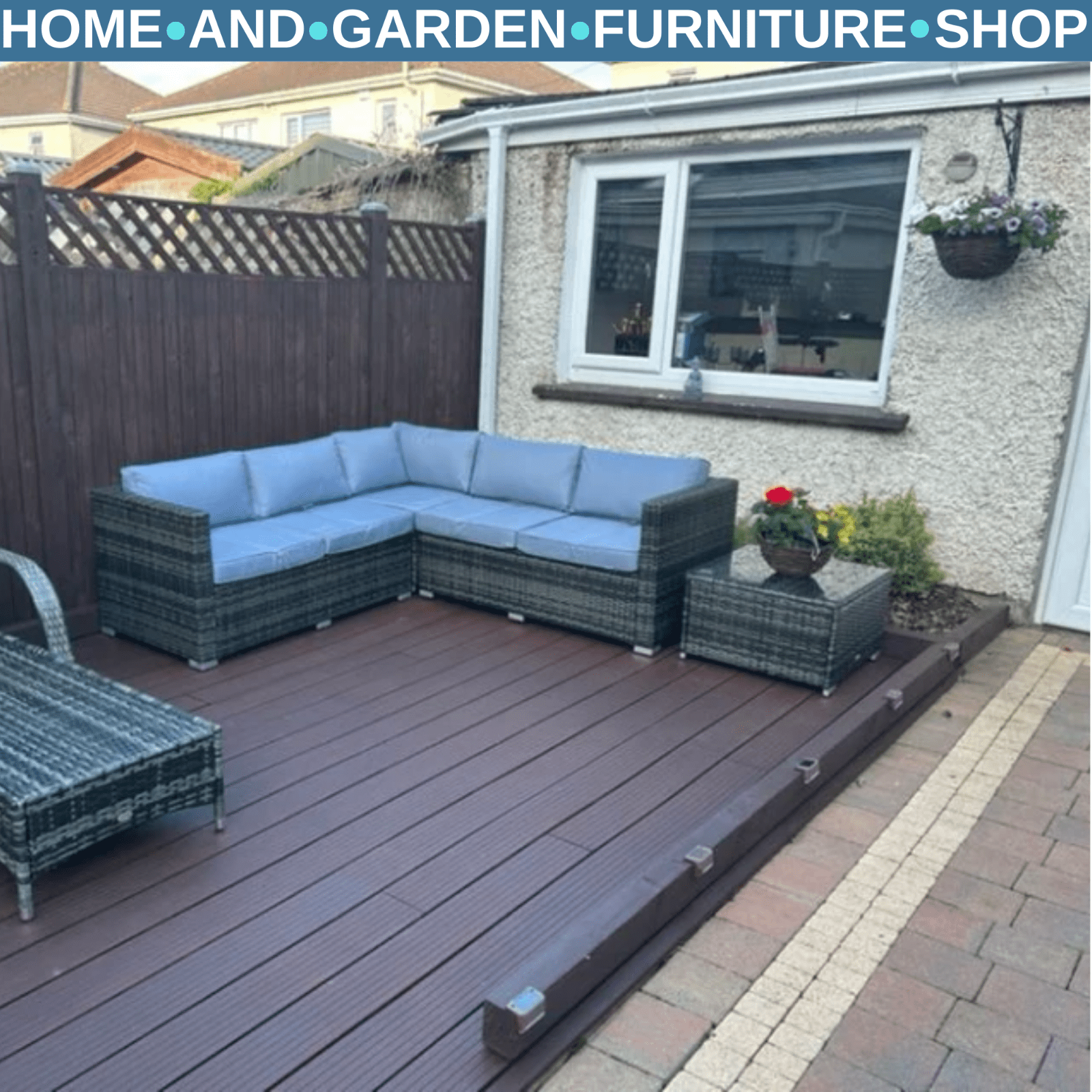 4 Piece Rattan Garden Furniture Set w/ Corner Sofa Loveseat & Patio Dining Table - Home and Garden Furniture Shop - rustic - furniture