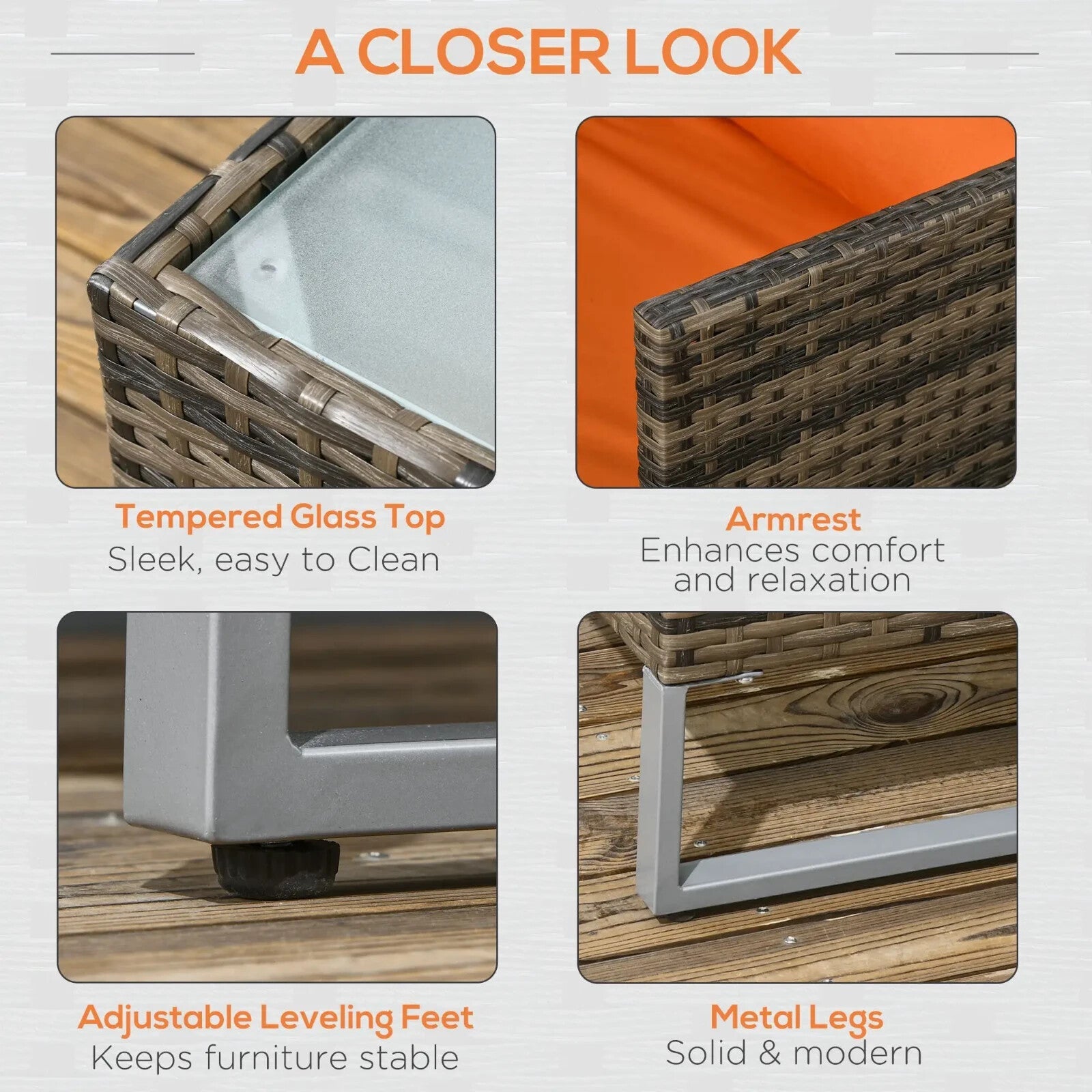 4 Piece Rattan Garden Furniture Set with Corner Sofa Loveseat Table and Cushions - Home and Garden Furniture Shop - rustic - furniture