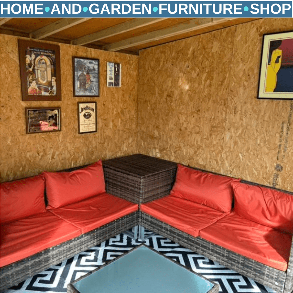 4 Piece Rattan Garden Furniture Set with Corner Sofa Loveseat Table and Cushions - Home and Garden Furniture Shop - rustic - furniture