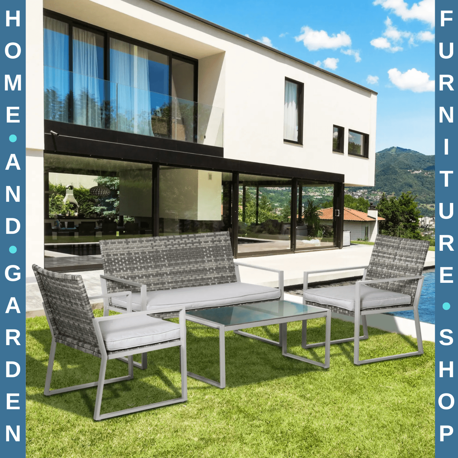 4 Piece Rattan Outdoor Garden Furniture Set w/ Seating for Patio or Conservatory - Home and Garden Furniture Shop - rustic - furniture