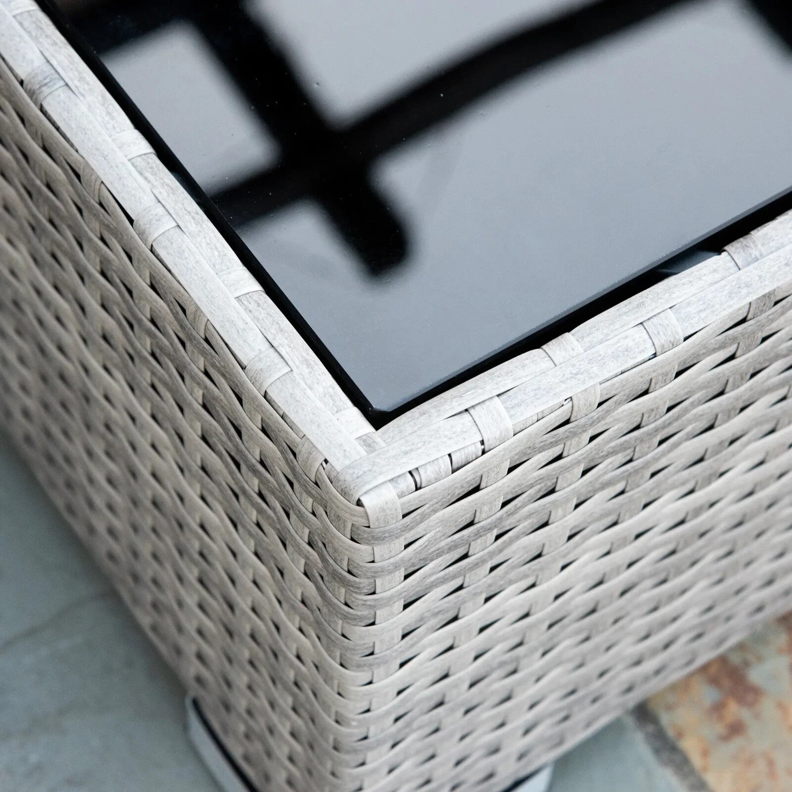 4 Piece Rattan Patio Sofa Set Outdoor 6 Seater Furniture w/ Tempered Glass Table - Home and Garden Furniture Shop - rustic - furniture