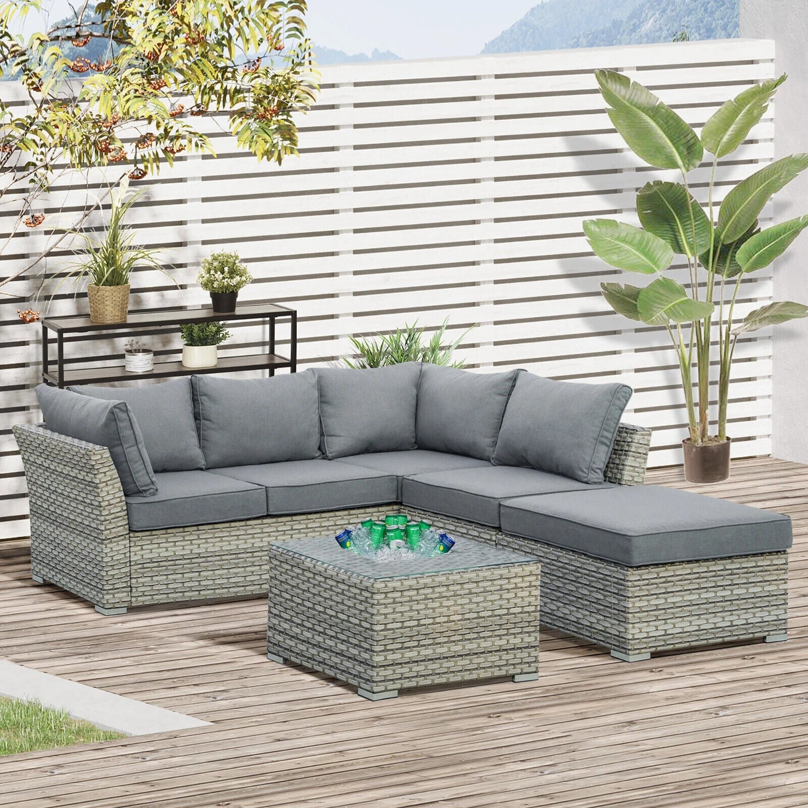 4 Piece Rattan Patio Sofa Set Outdoor Wicker Sectional Aluminium Frame Furniture - Home and Garden Furniture Shop - #rustic - furniture#