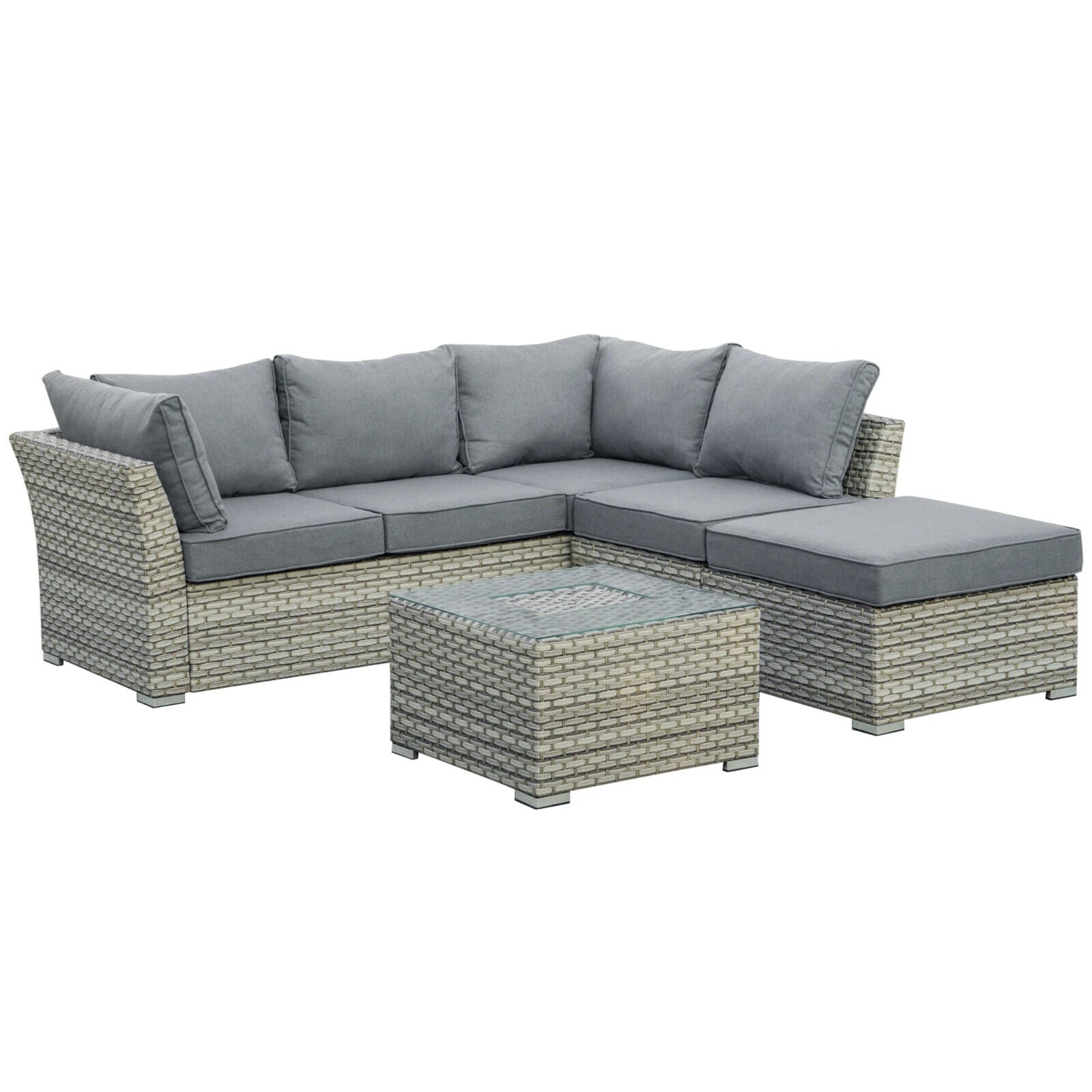 4 Piece Rattan Patio Sofa Set Outdoor Wicker Sectional Aluminium Frame Furniture - Home and Garden Furniture Shop - #rustic - furniture#