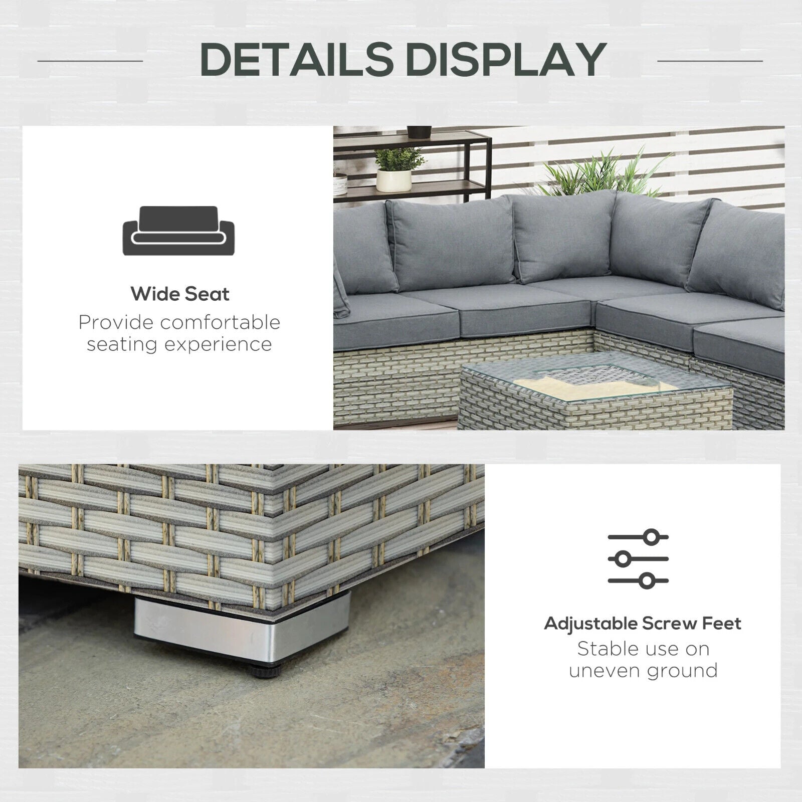4 Piece Rattan Patio Sofa Set Outdoor Wicker Sectional Aluminium Frame Furniture - Home and Garden Furniture Shop - #rustic - furniture#