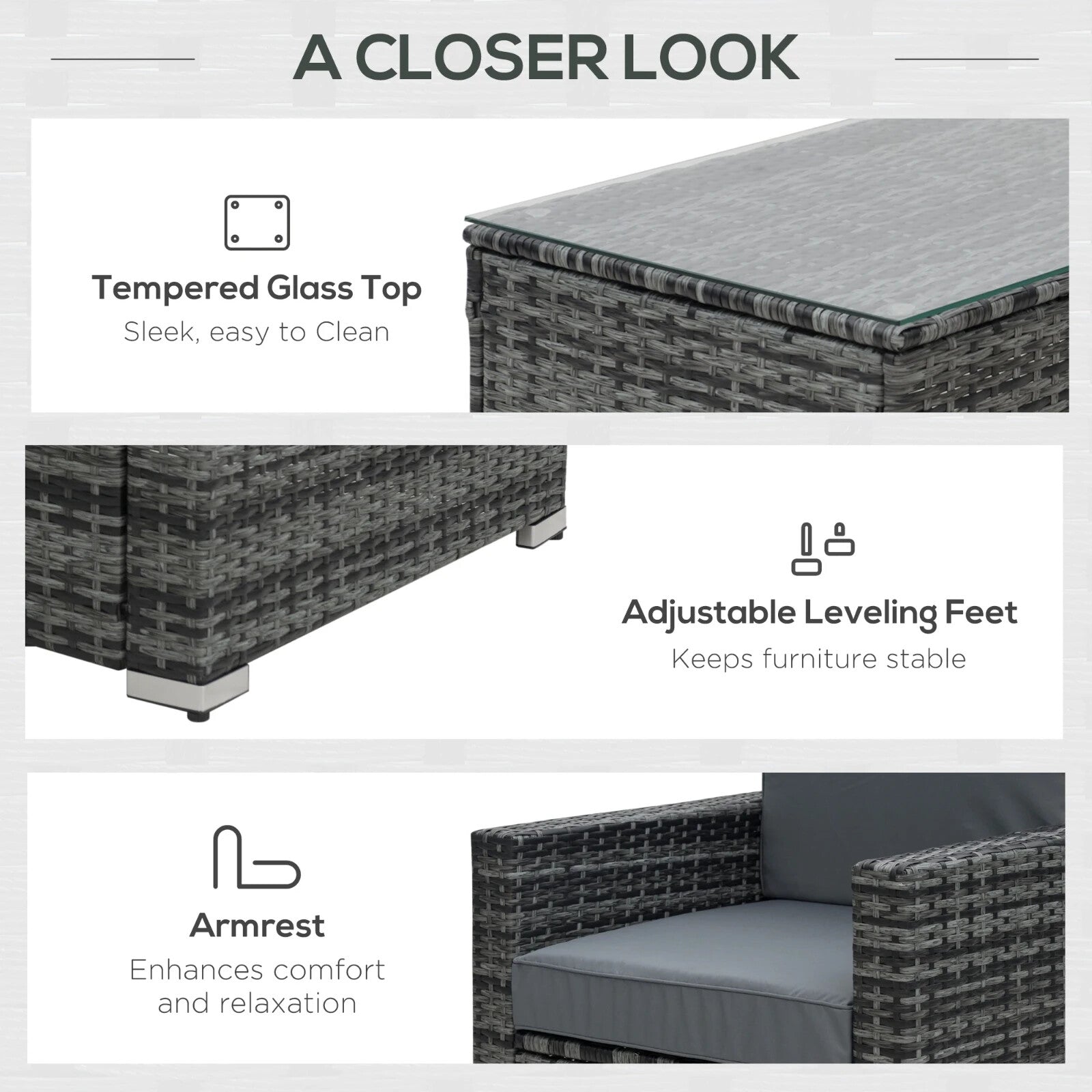 4 Piece Rattan Sofa Set with Chairs and Table Patio Wicker Garden Furniture Set - Home and Garden Furniture Shop - rustic - furniture