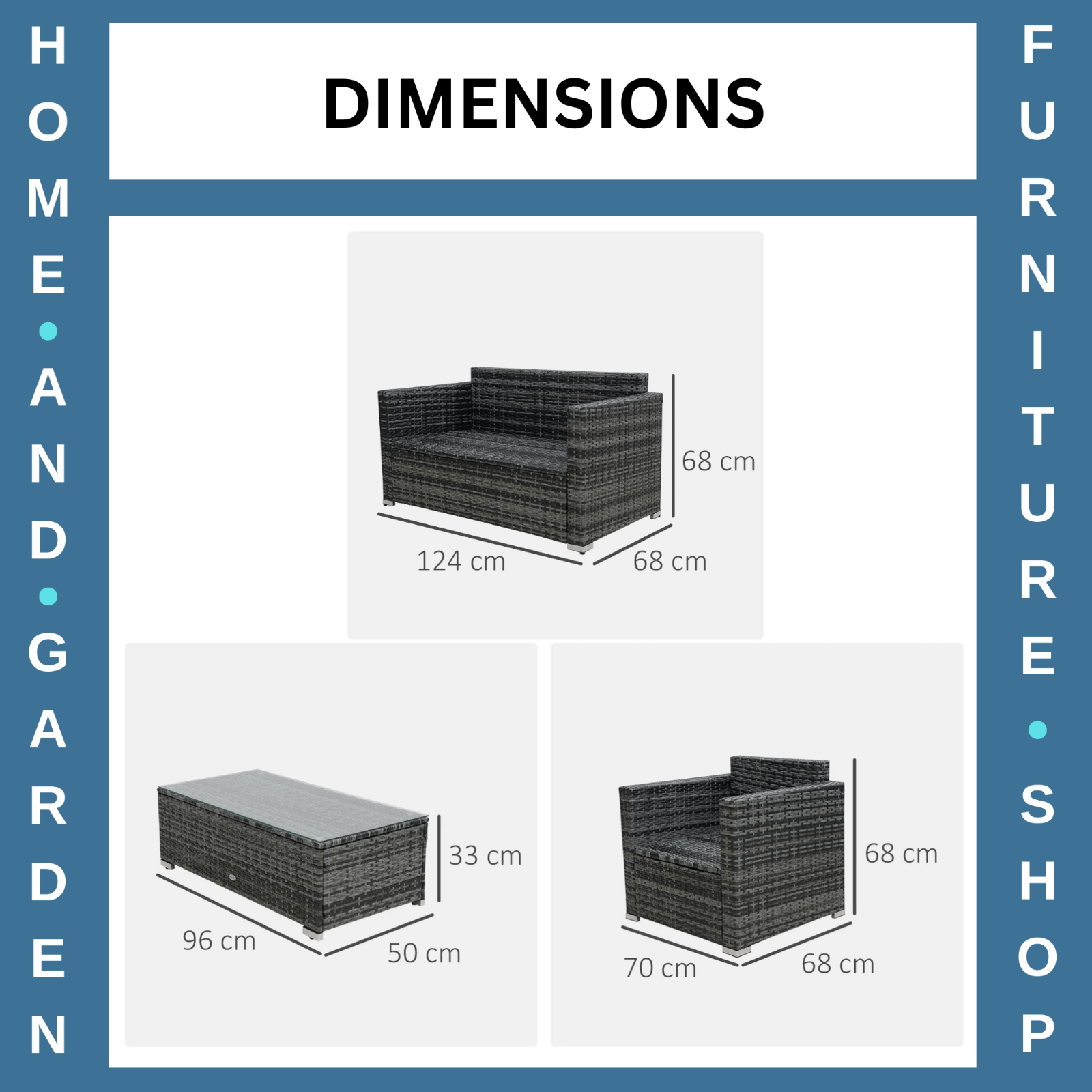 4 Piece Rattan Sofa Set with Chairs and Table Patio Wicker Garden Furniture Set - Home and Garden Furniture Shop - rustic - furniture