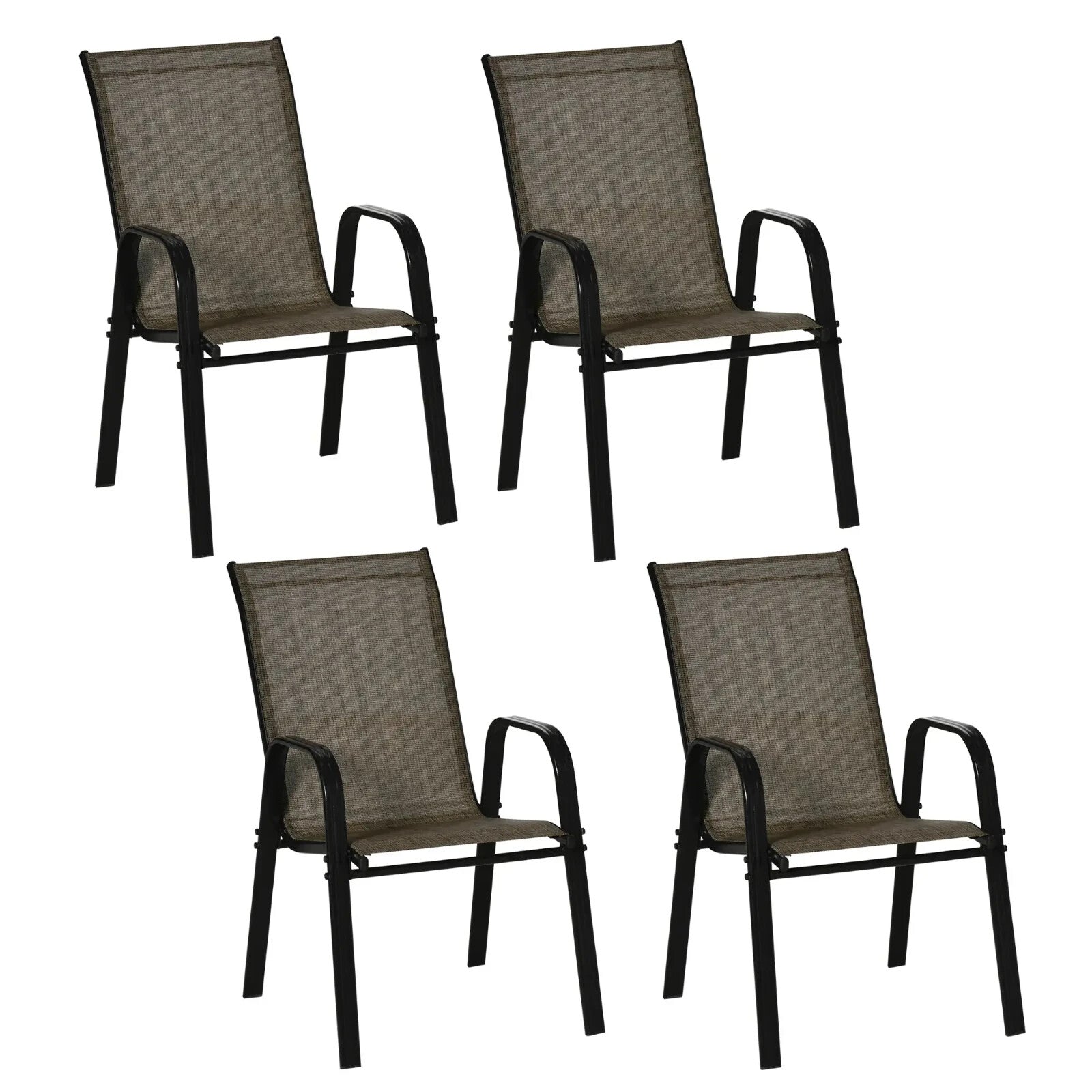4 Piece Stackable Garden Dining Chair with Armrests & High Back Mesh Seating Set - Home and Garden Furniture Shop - rustic - furniture
