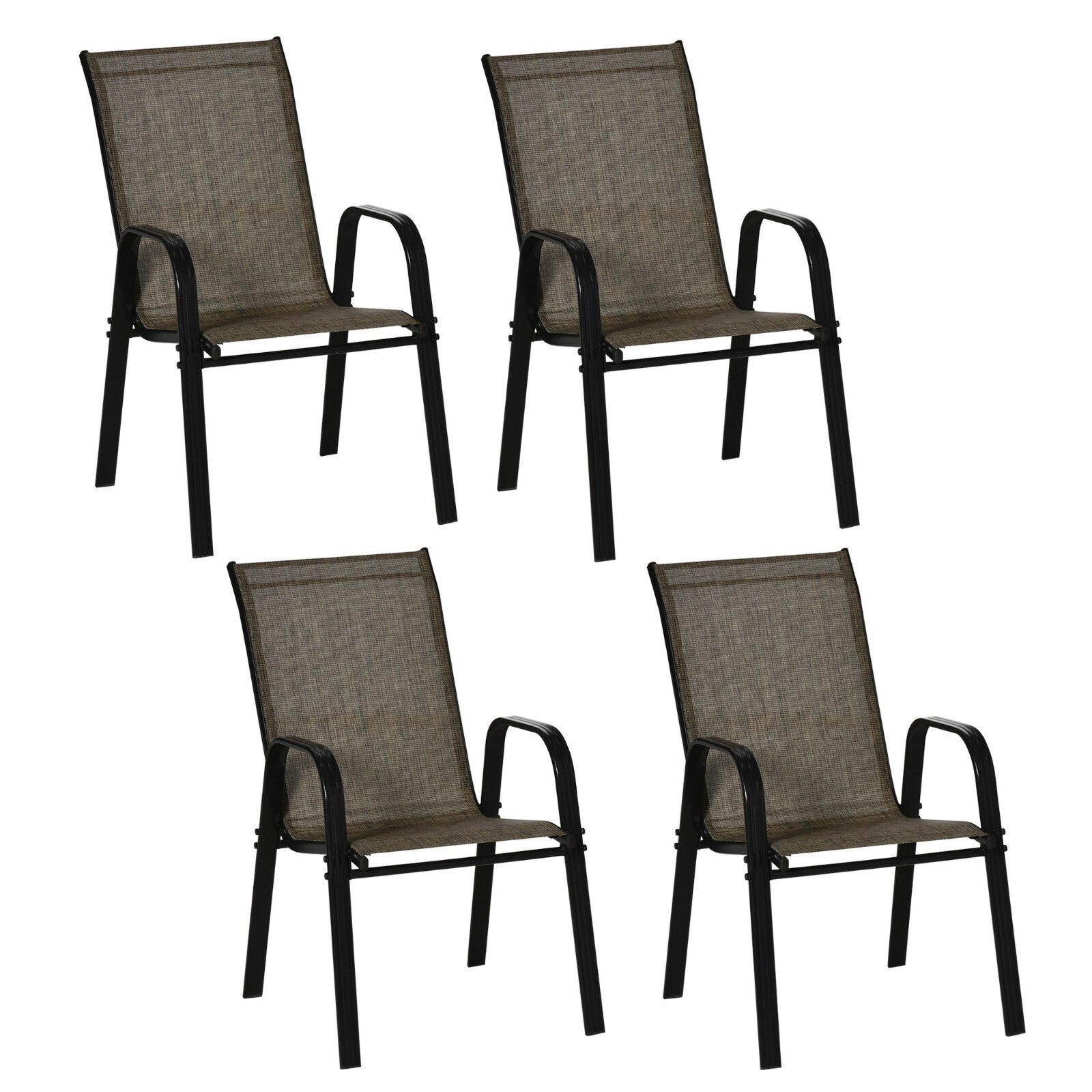 4 Piece Stackable Garden Dining Chair with Armrests & High Back Mesh Seating Set - Home and Garden Furniture Shop - rustic - furniture