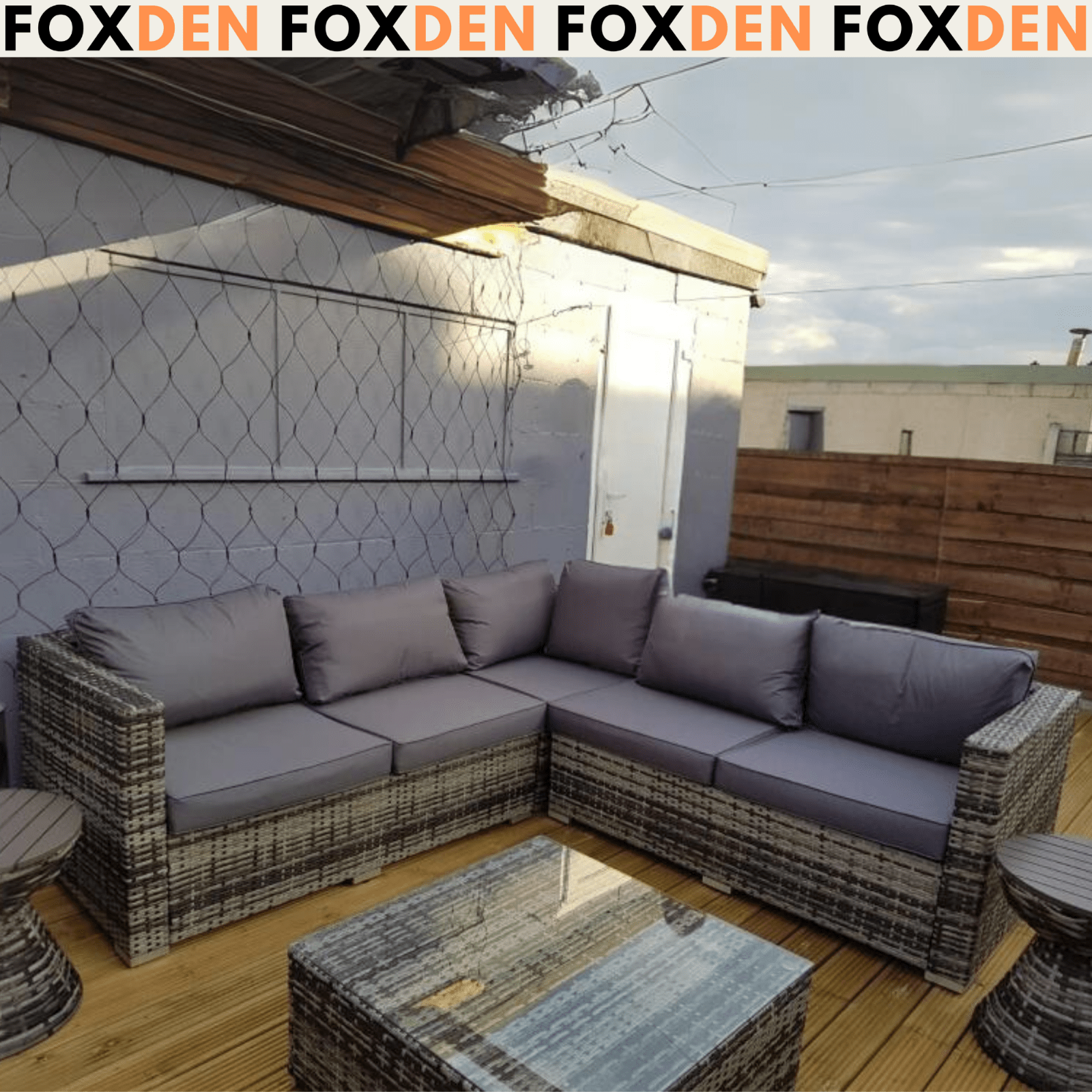 4 Pieces Rattan Sofa Set Chair Coffee Table Garden Wicker Patio Furniture Grey - Home and Garden Furniture Shop - rustic - furniture