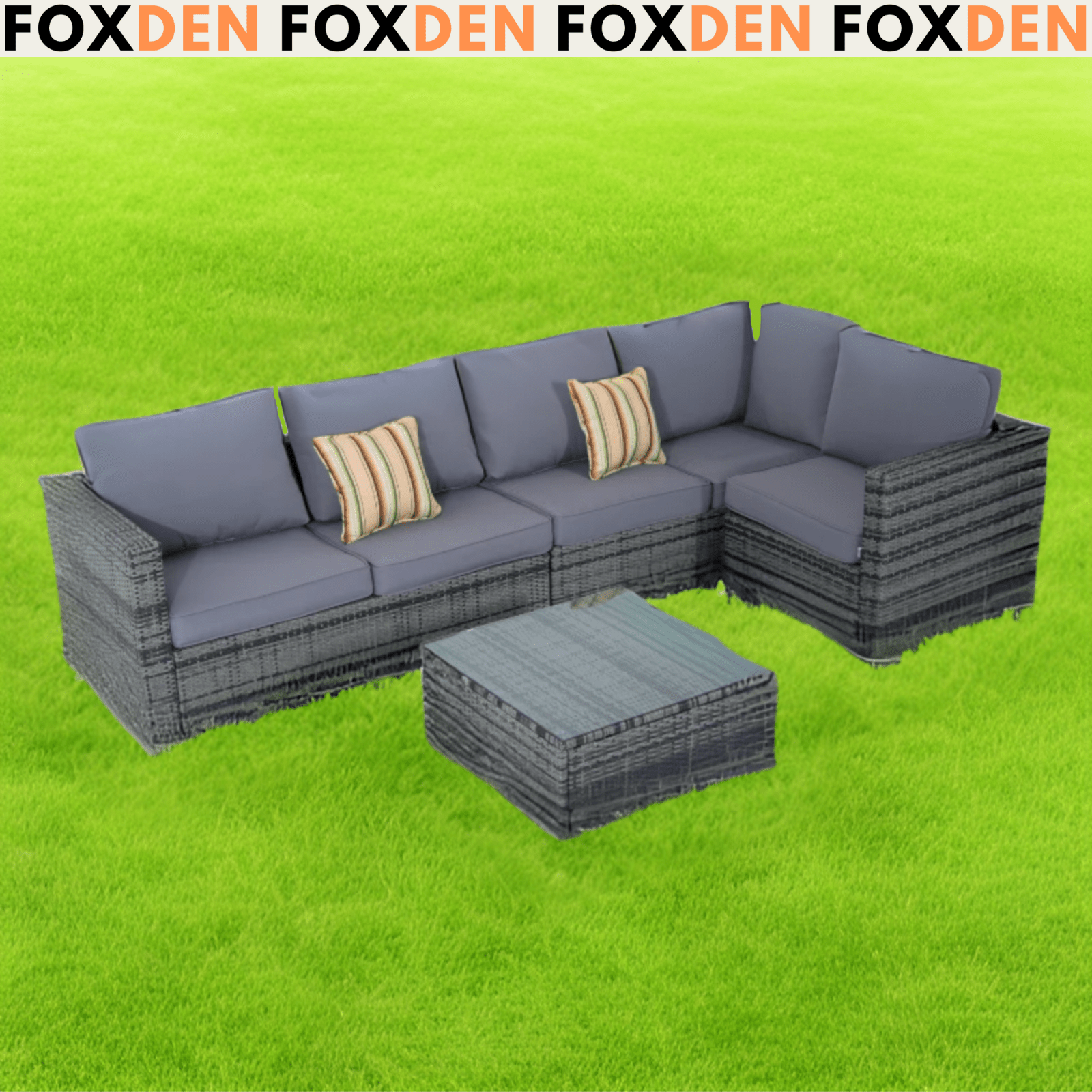 4 Pieces Rattan Sofa Set Chair Coffee Table Garden Wicker Patio Furniture Grey - Home and Garden Furniture Shop - rustic - furniture
