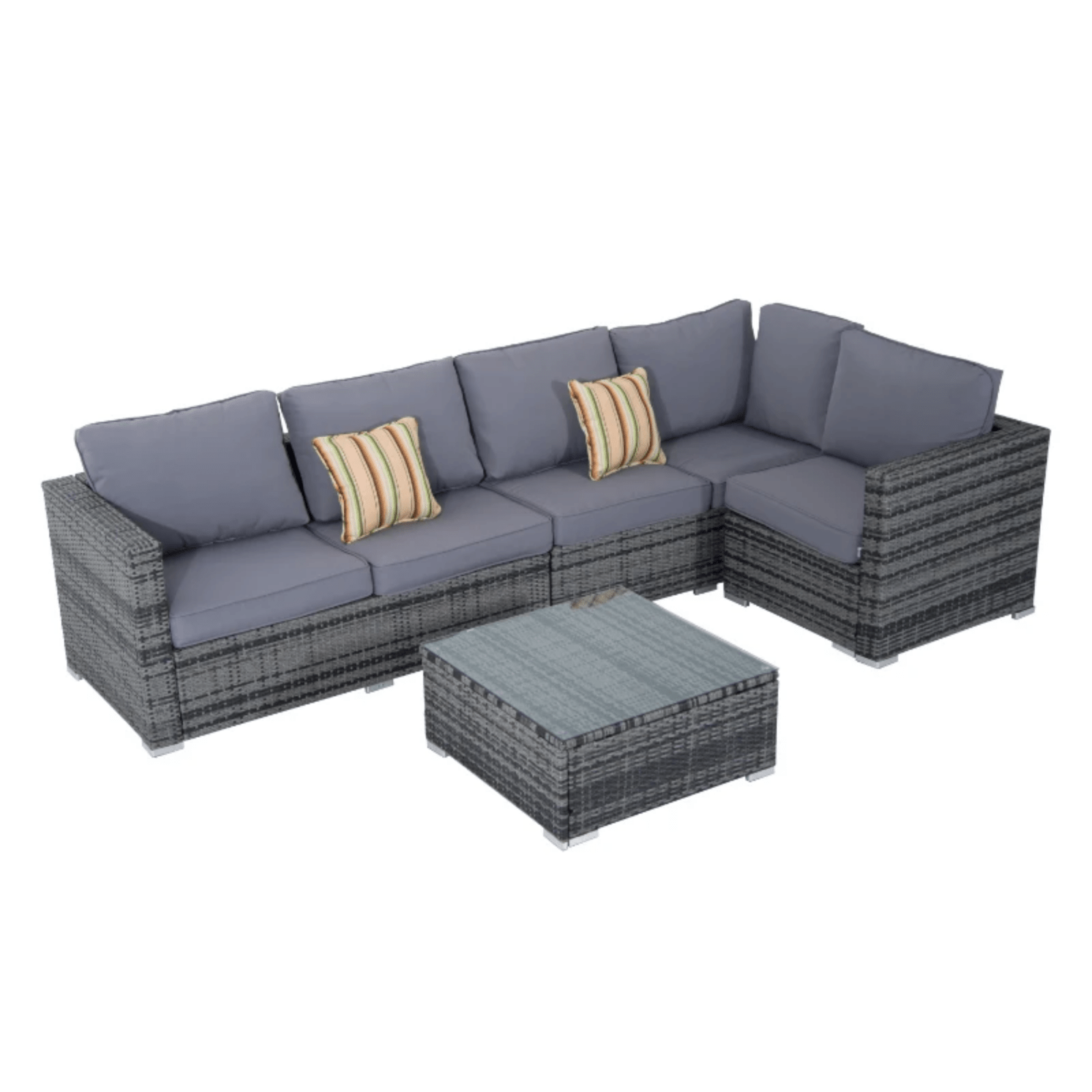 4 Pieces Rattan Sofa Set Chair Coffee Table Garden Wicker Patio Furniture Grey - Home and Garden Furniture Shop - rustic - furniture