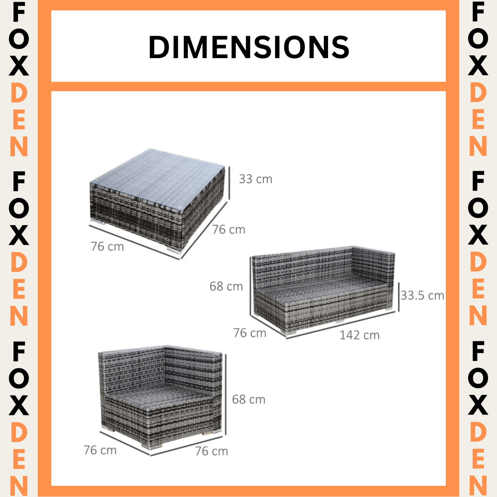 4 Pieces Rattan Sofa Set Chair Coffee Table Garden Wicker Patio Furniture Grey - Home and Garden Furniture Shop - rustic - furniture