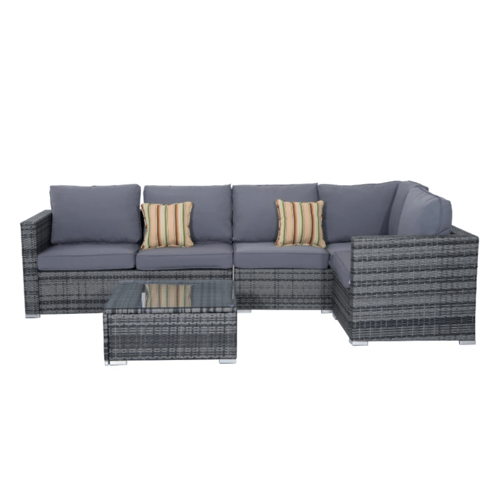4 Pieces Rattan Sofa Set Chair Coffee Table Garden Wicker Patio Furniture Grey - Home and Garden Furniture Shop - rustic - furniture