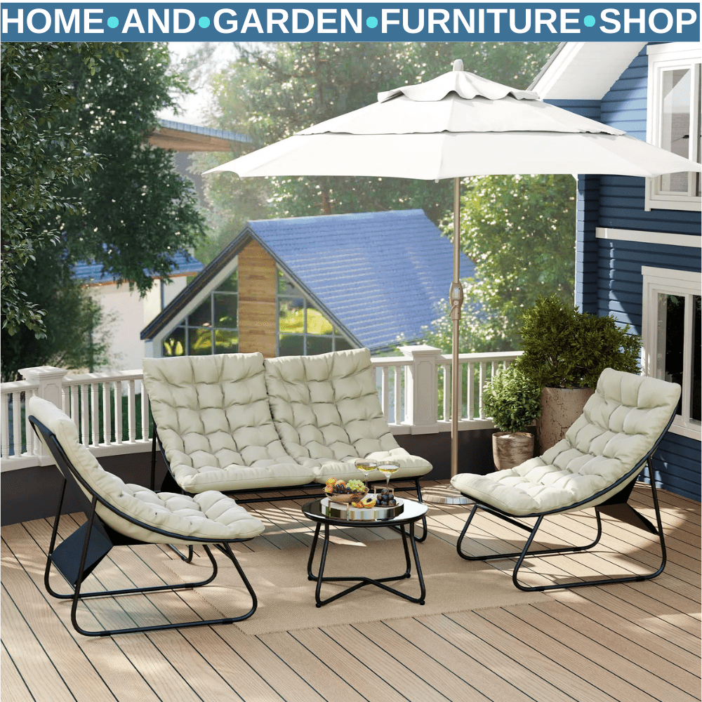 4 Seater Garden Furniture Set with Sofa Chairs and Coffee Table Outdoor Seating - Home and Garden Furniture Shop - rustic - furniture