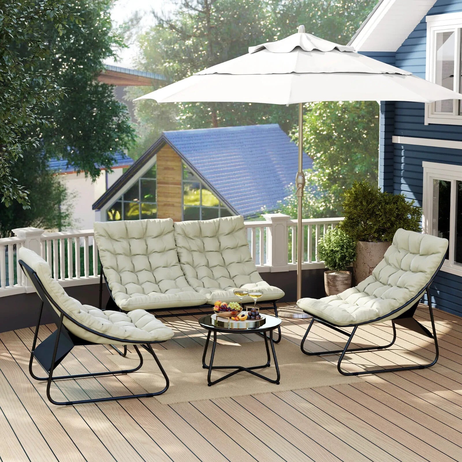 4 Seater Garden Furniture Set with Sofa Chairs and Coffee Table Outdoor Seating - Home and Garden Furniture Shop - rustic - furniture