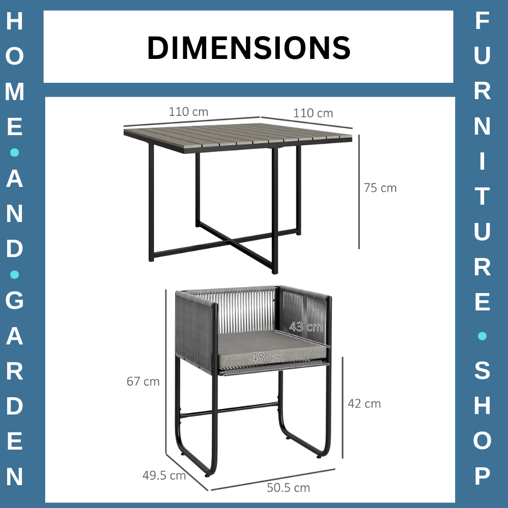 4 Seater Rattan Cube Garden Dining Set with Cushions and Table for Outdoor Grey - Home and Garden Furniture Shop - rustic - furniture