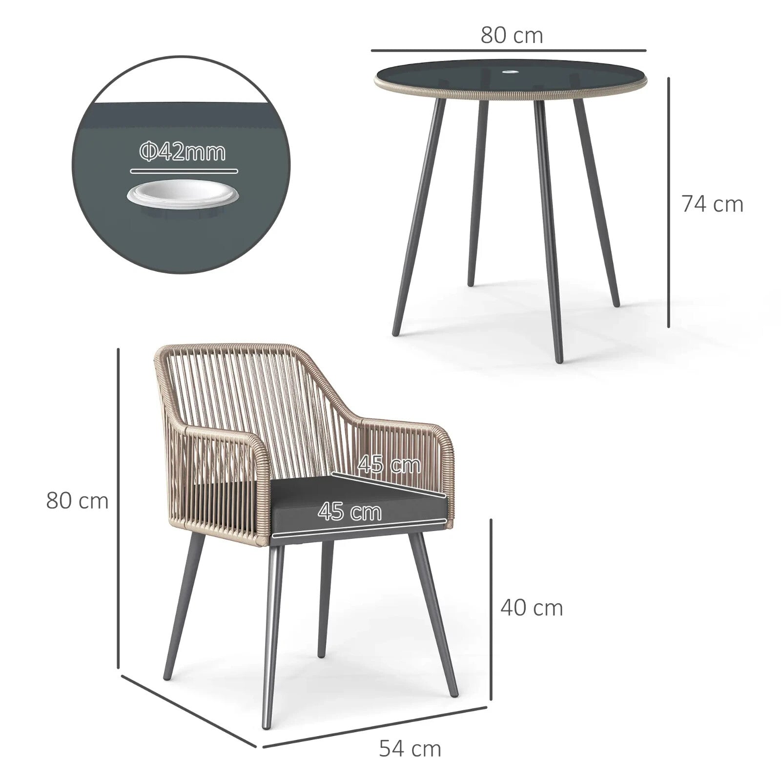 4 Seater Rattan Garden Dining Set with Table Chairs and Parasol Hole for Patio - Home and Garden Furniture Shop - rustic - furniture