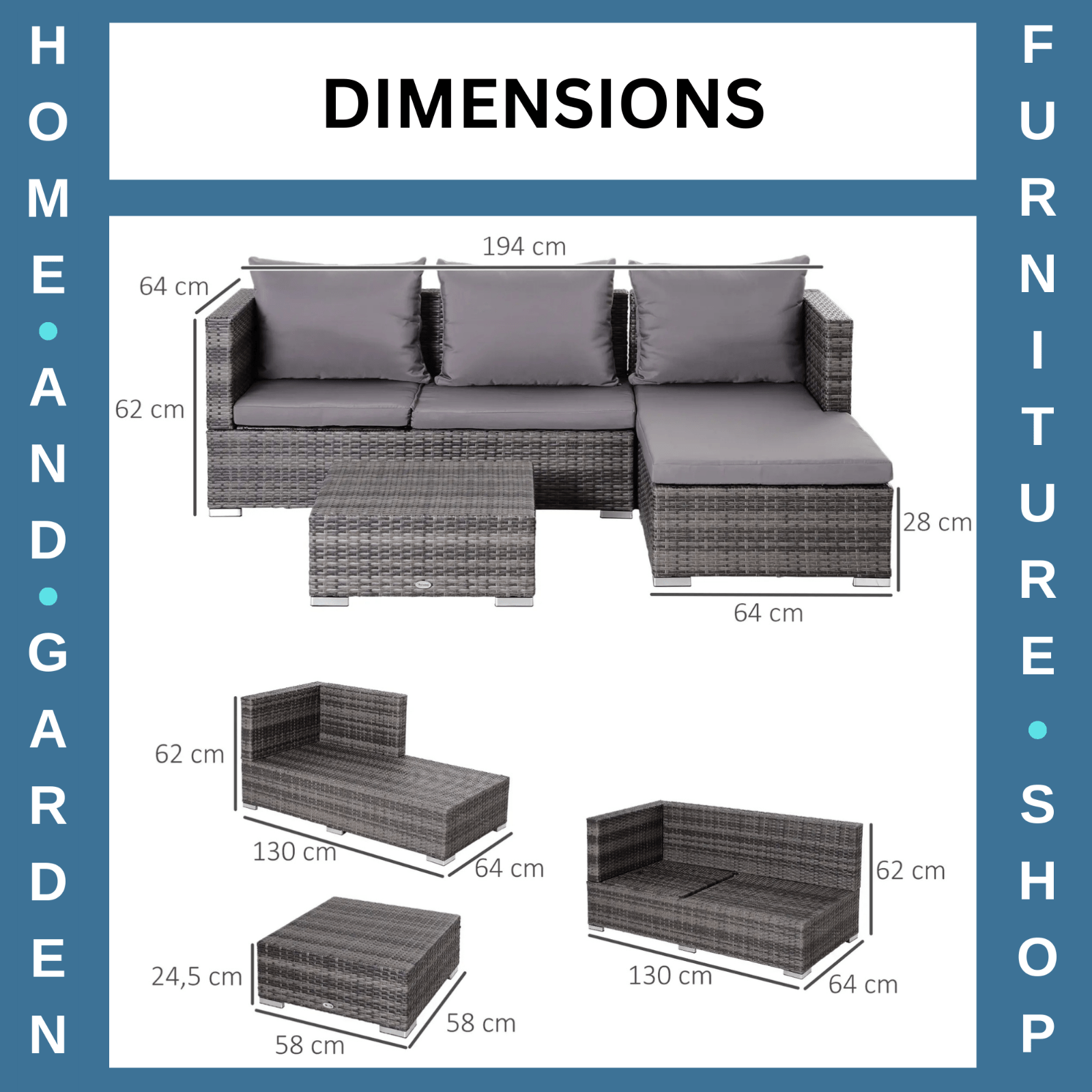 4 Seater Rattan Garden Furniture Set Outdoor Patio Table and Chairs PE Wicker - Home and Garden Furniture Shop - rustic - furniture