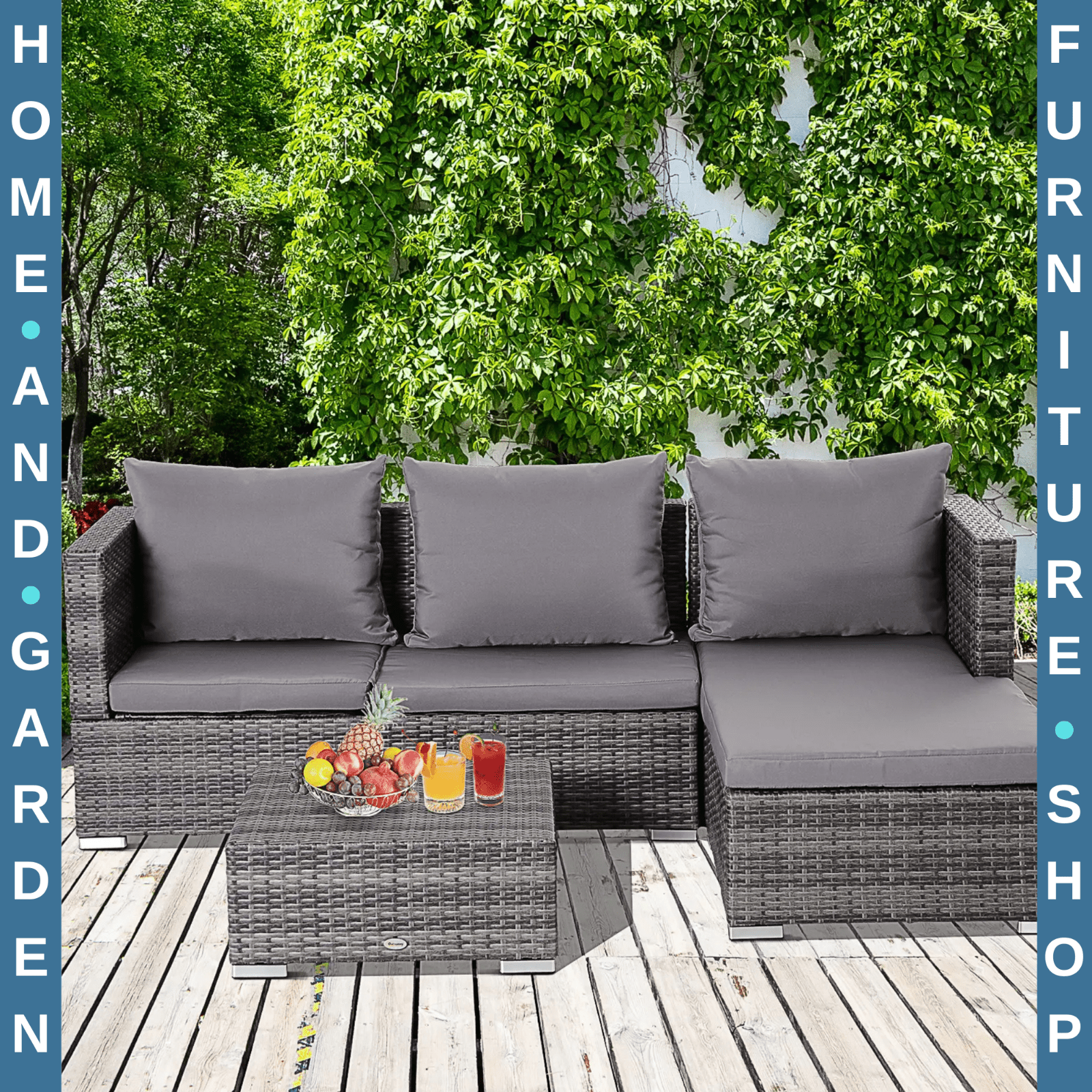 4 Seater Rattan Garden Furniture Set Outdoor Patio Table and Chairs PE Wicker - Home and Garden Furniture Shop - rustic - furniture