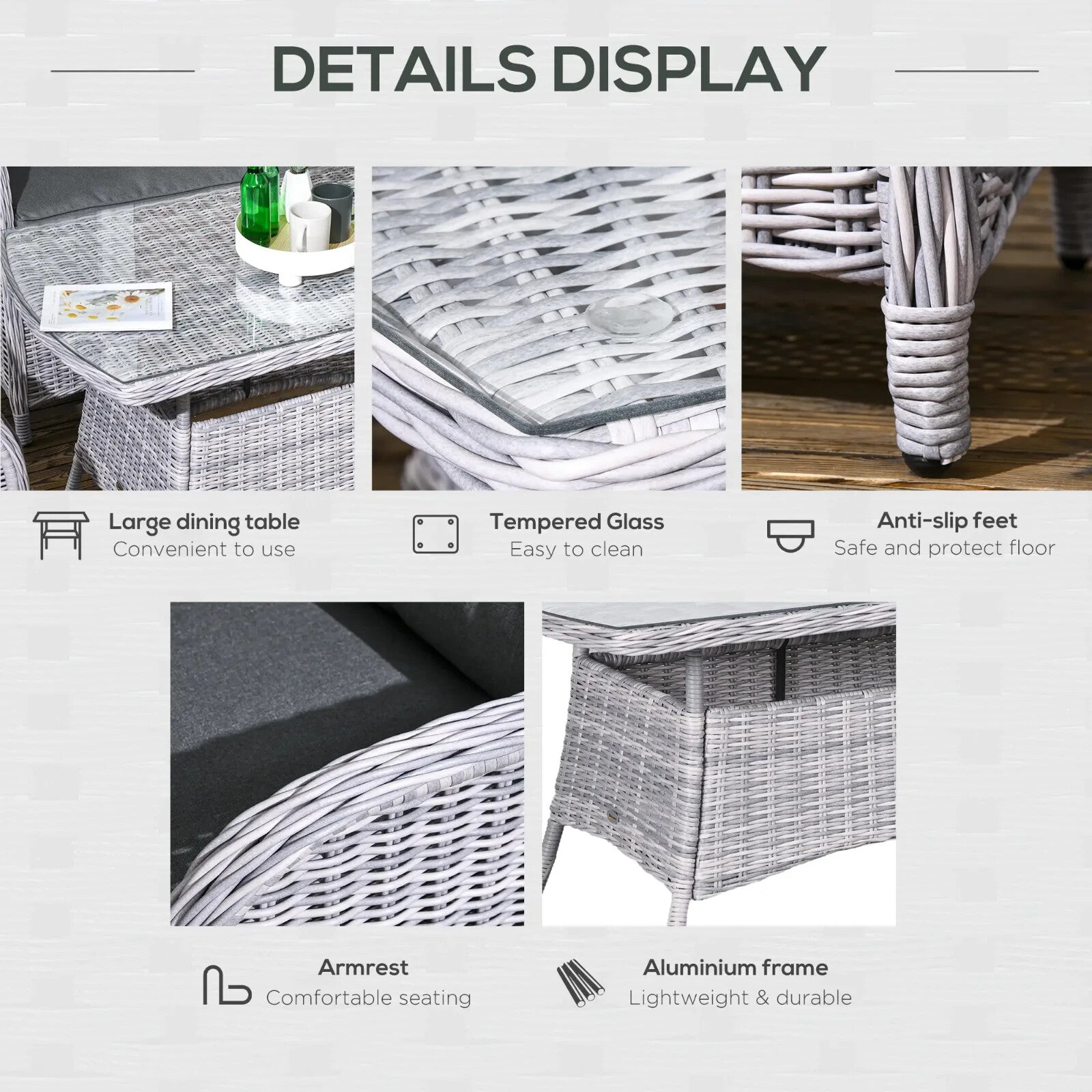 4 Seater Rattan Garden Furniture Set with High Back Chair & Tempered Glass Table - Home and Garden Furniture Shop - rustic - furniture