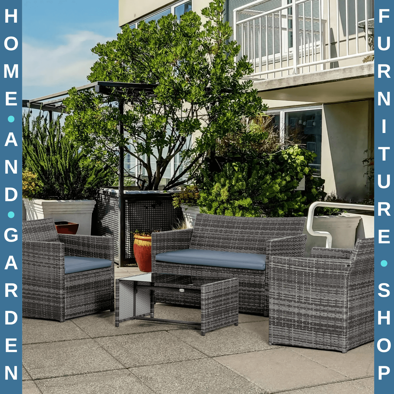 4 Seater Rattan Garden Furniture Set with Table and Chairs for Patio or Outdoor - Home and Garden Furniture Shop - rustic - furniture