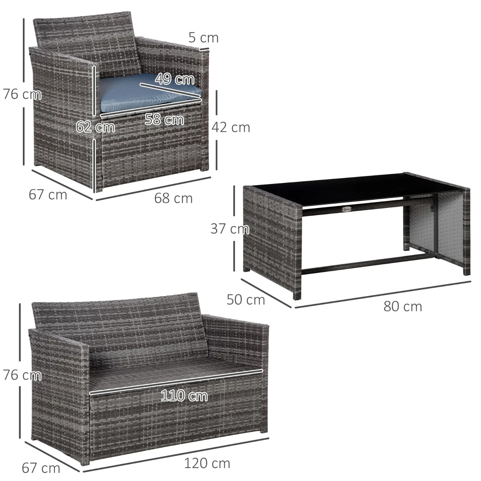 4 Seater Rattan Garden Furniture Set with Table and Chairs for Patio or Outdoor - Home and Garden Furniture Shop - rustic - furniture