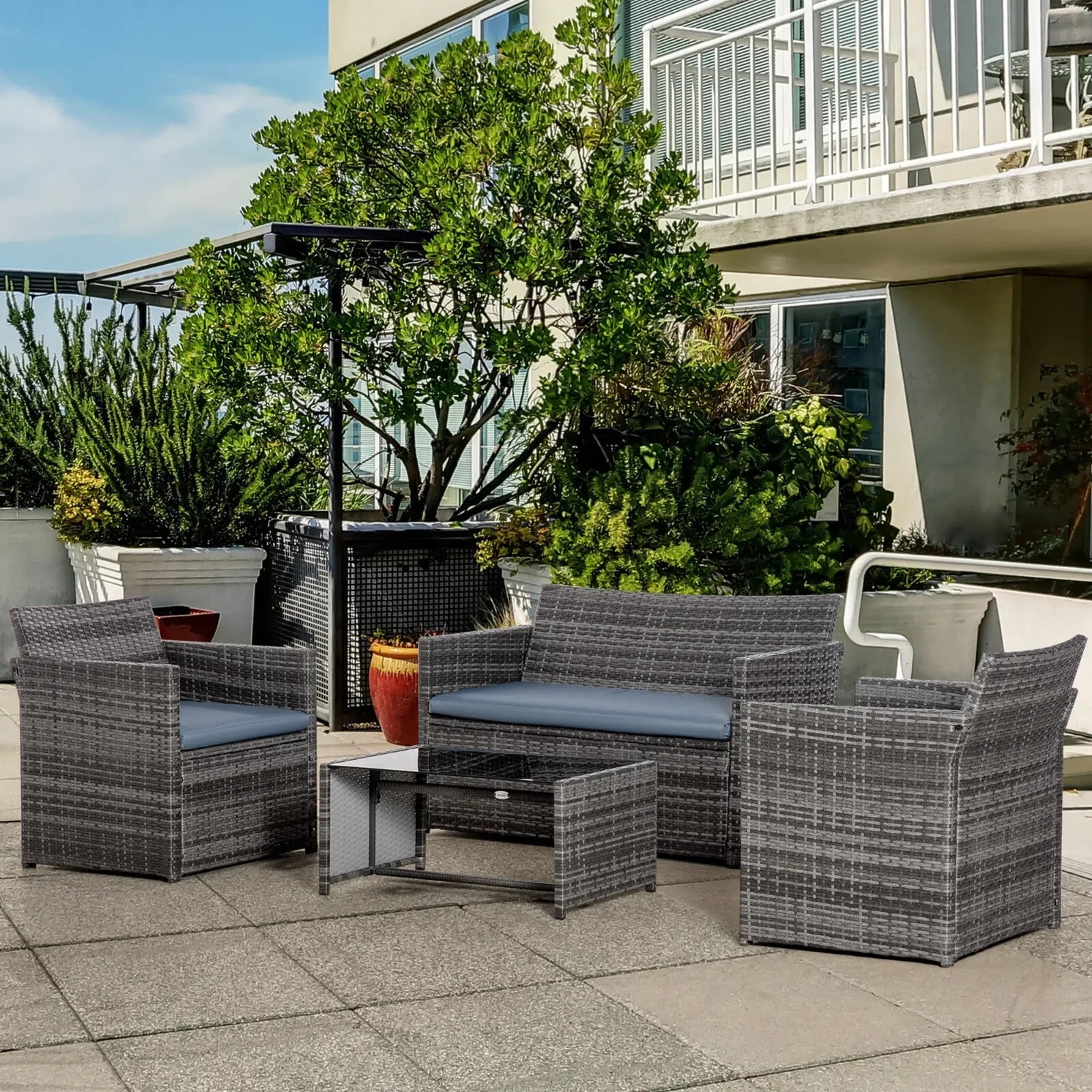 4 Seater Rattan Garden Furniture Set with Table and Chairs for Patio or Outdoor - Home and Garden Furniture Shop - rustic - furniture