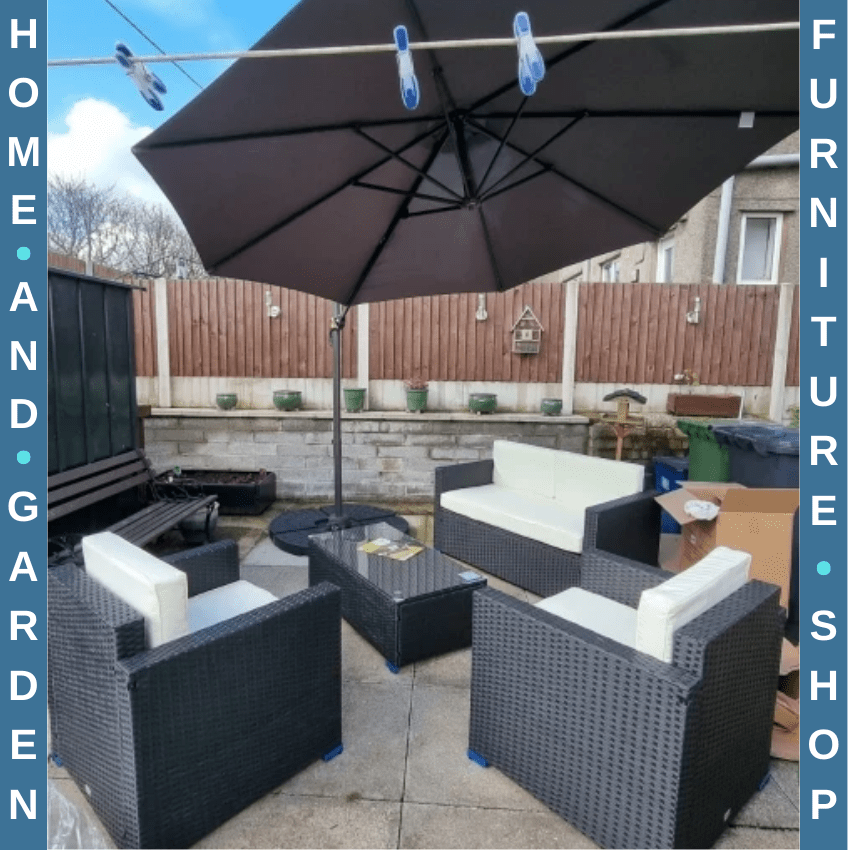 4 - Seater Rattan Garden Furniture Sofa Set with Cushions and Table Outdoor Black - Home and Garden Furniture Shop - rustic - furniture