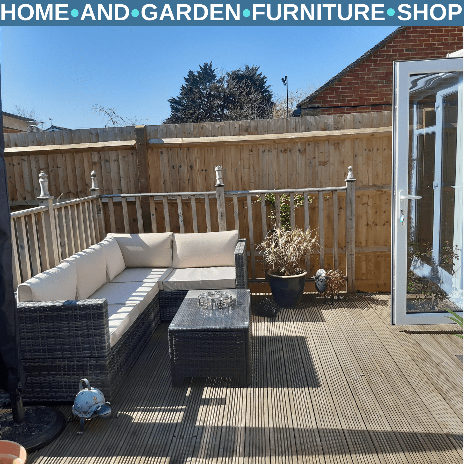 4 Setter Rattan Garden Furniture 3 Piece Seater Corner Sofa w/ Table and Cushion - Home and Garden Furniture Shop - rustic - furniture