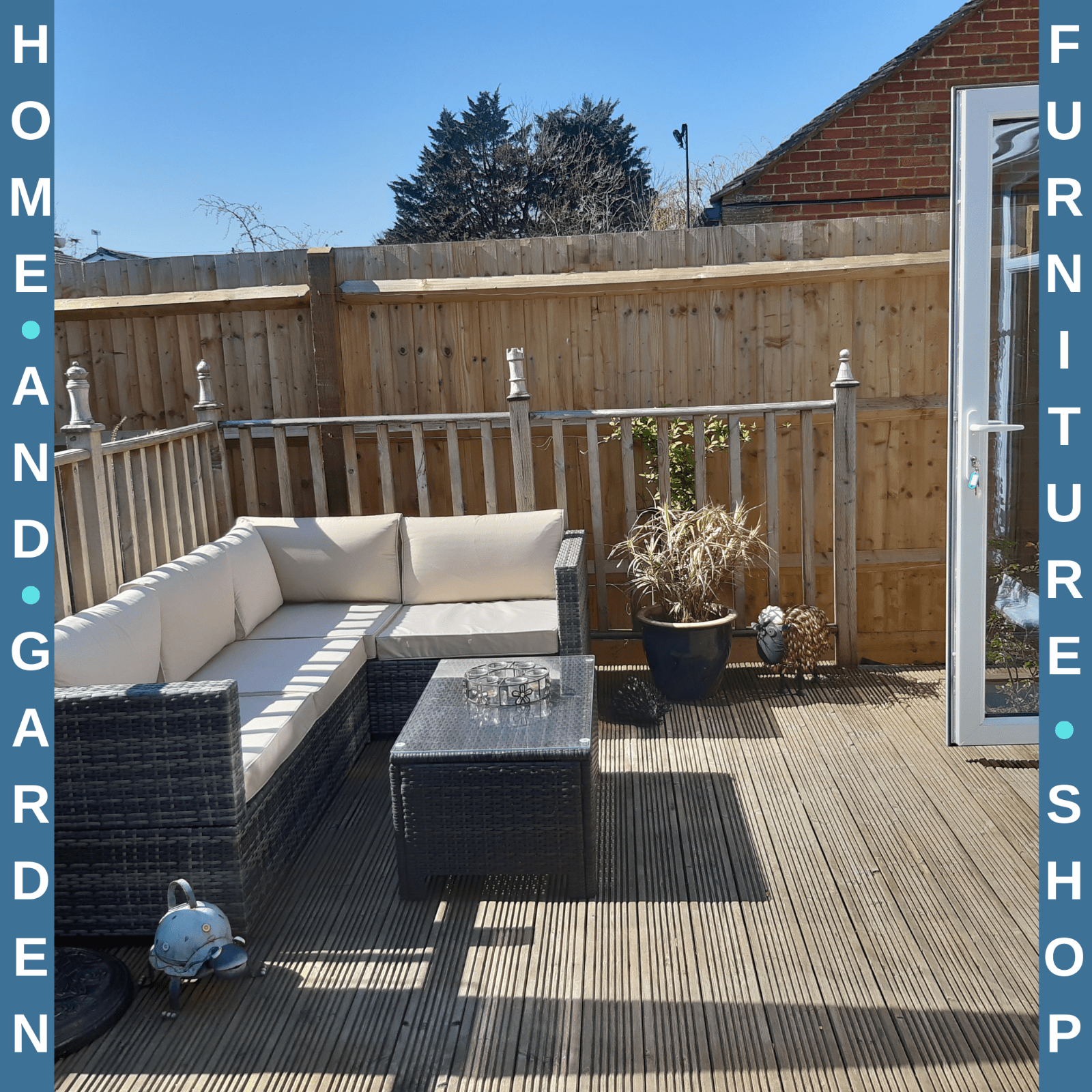 4 Setter Rattan Garden Furniture 3 Piece Seater Corner Sofa w/ Table and Cushion - Home and Garden Furniture Shop - rustic - furniture