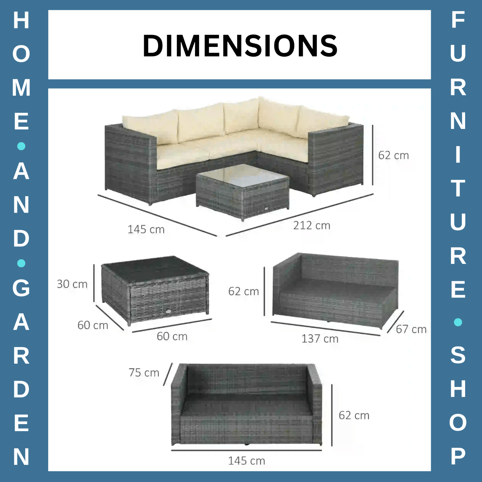 4 Setter Rattan Garden Furniture 3 Piece Seater Corner Sofa w/ Table and Cushion - Home and Garden Furniture Shop - rustic - furniture