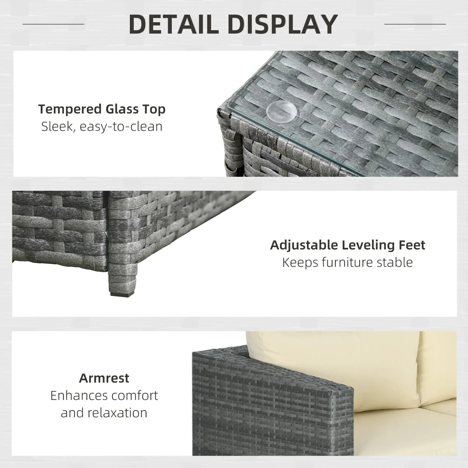 4 Setter Rattan Garden Furniture 3 Piece Seater Corner Sofa w/ Table and Cushion - Home and Garden Furniture Shop - rustic - furniture