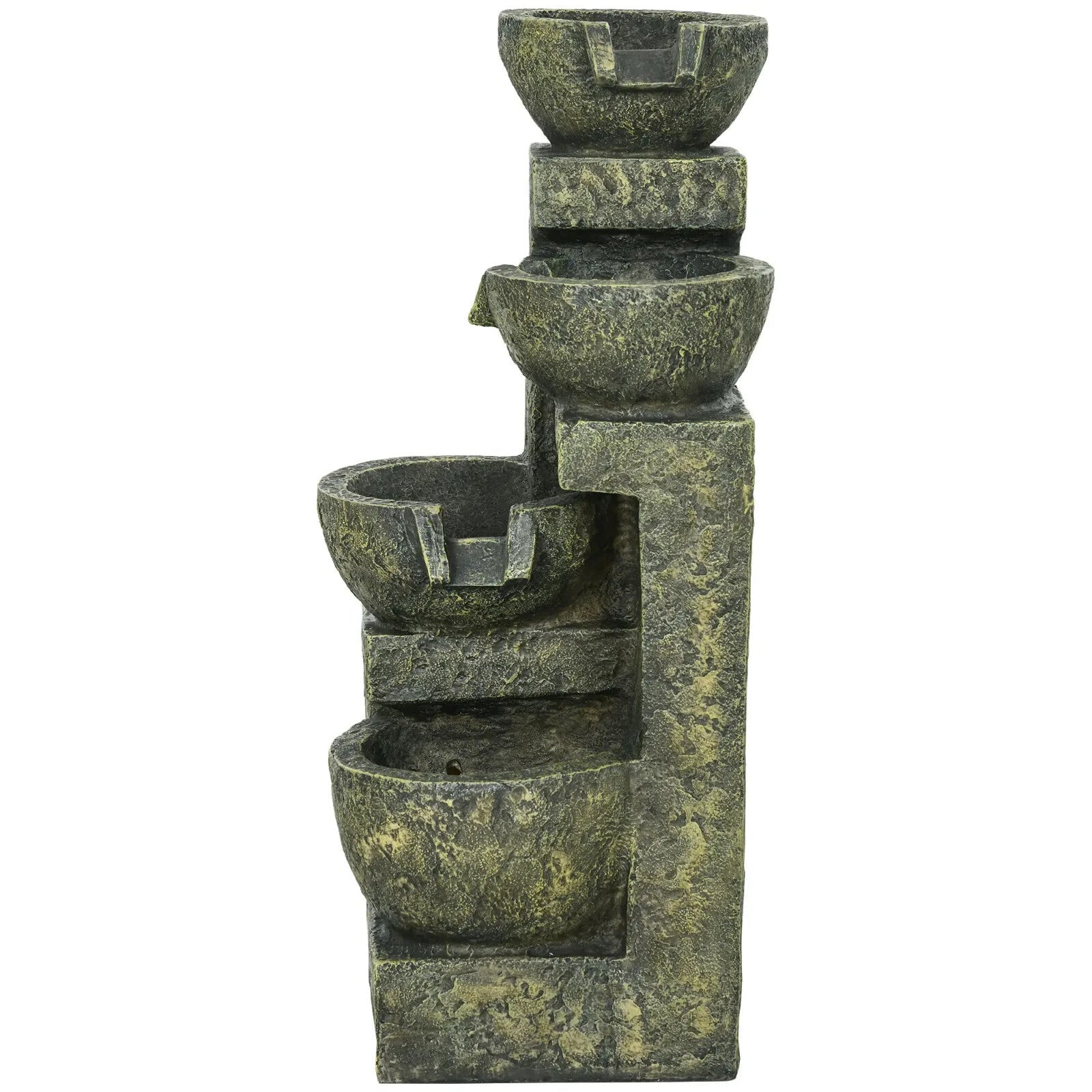 4 Tier Garden Water Feature Fountain with Stone Effect Bowls and Adjustable Flow - Home and Garden Furniture Shop - rustic - furniture