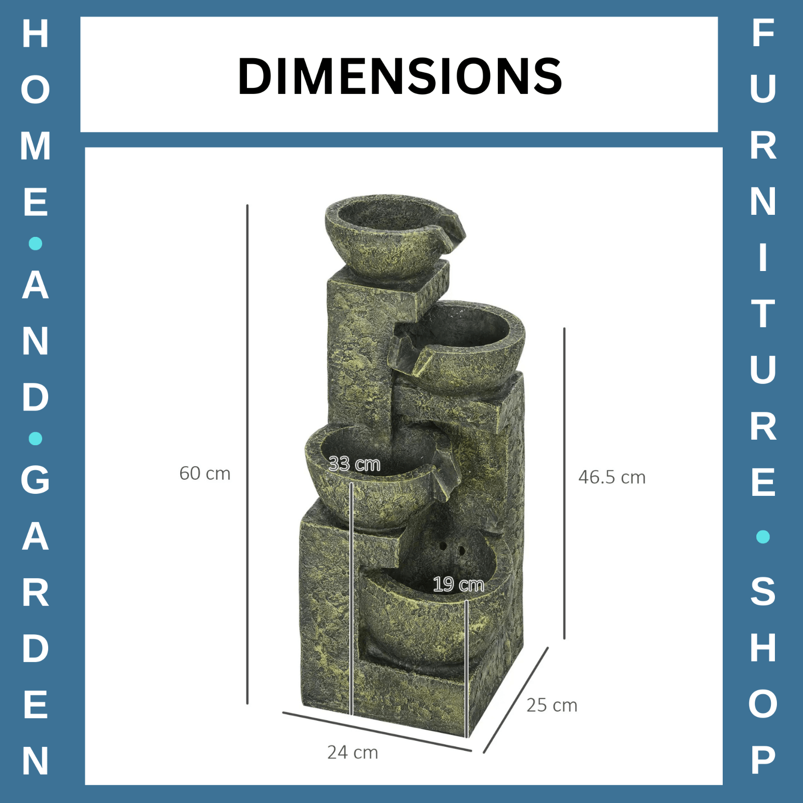 4 Tier Garden Water Feature Fountain with Stone Effect Bowls and Adjustable Flow - Home and Garden Furniture Shop - rustic - furniture