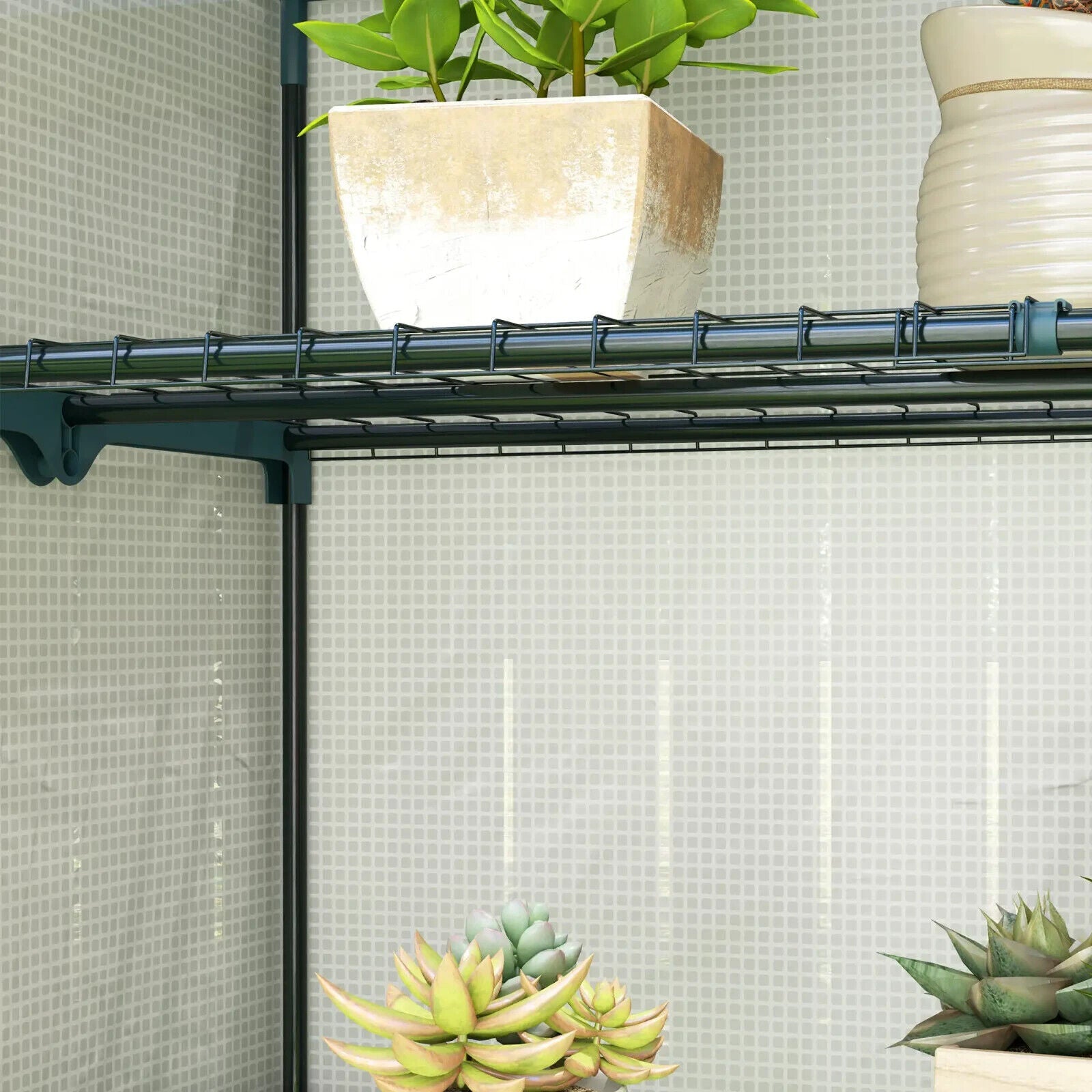 4 - Tier Lean - to Mini Greenhouse with Reinforced PE Cover Compact Plant Shelter - Home and Garden Furniture Shop - #rustic - furniture#
