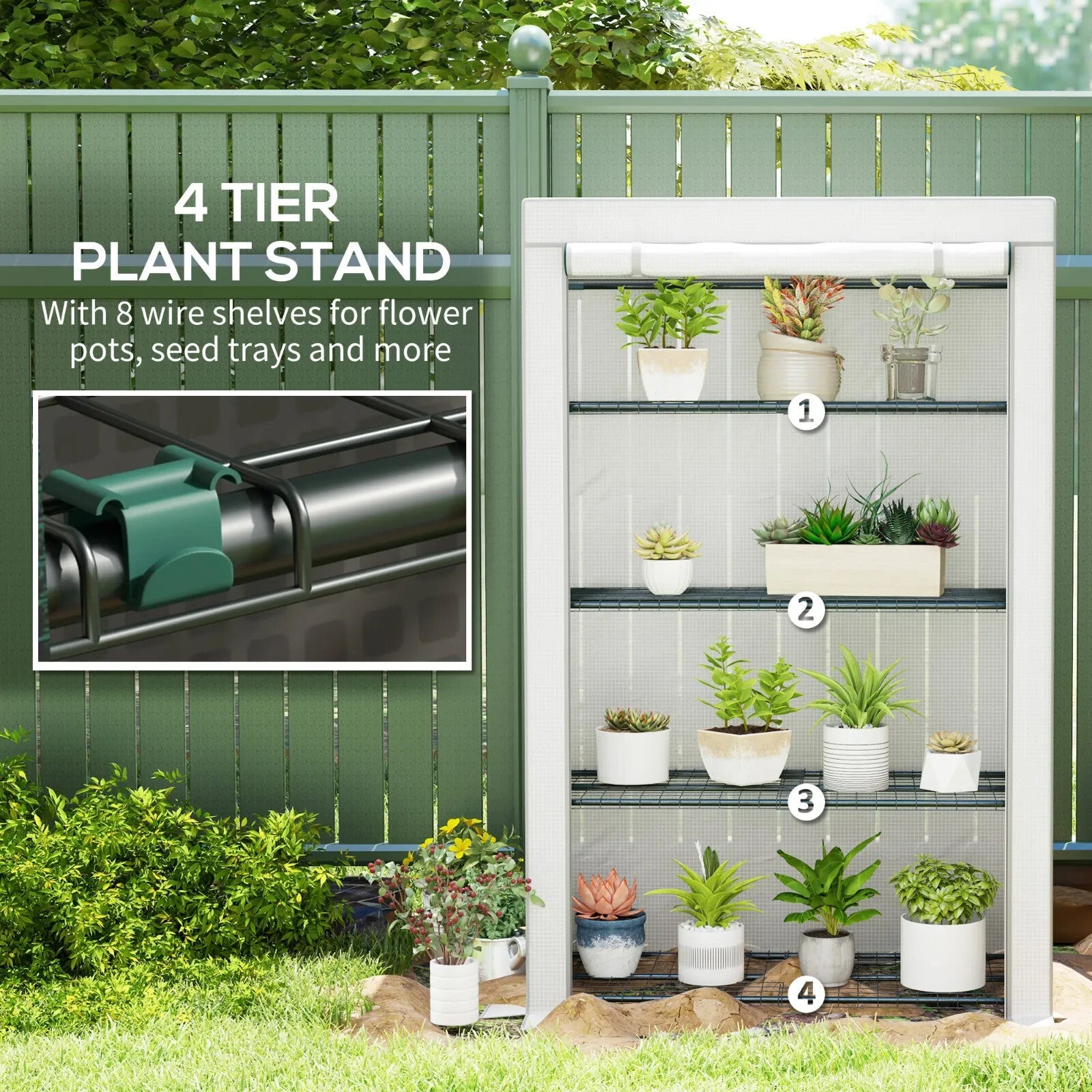 4 - Tier Lean - to Mini Greenhouse with Reinforced PE Cover Compact Plant Shelter - Home and Garden Furniture Shop - rustic - furniture