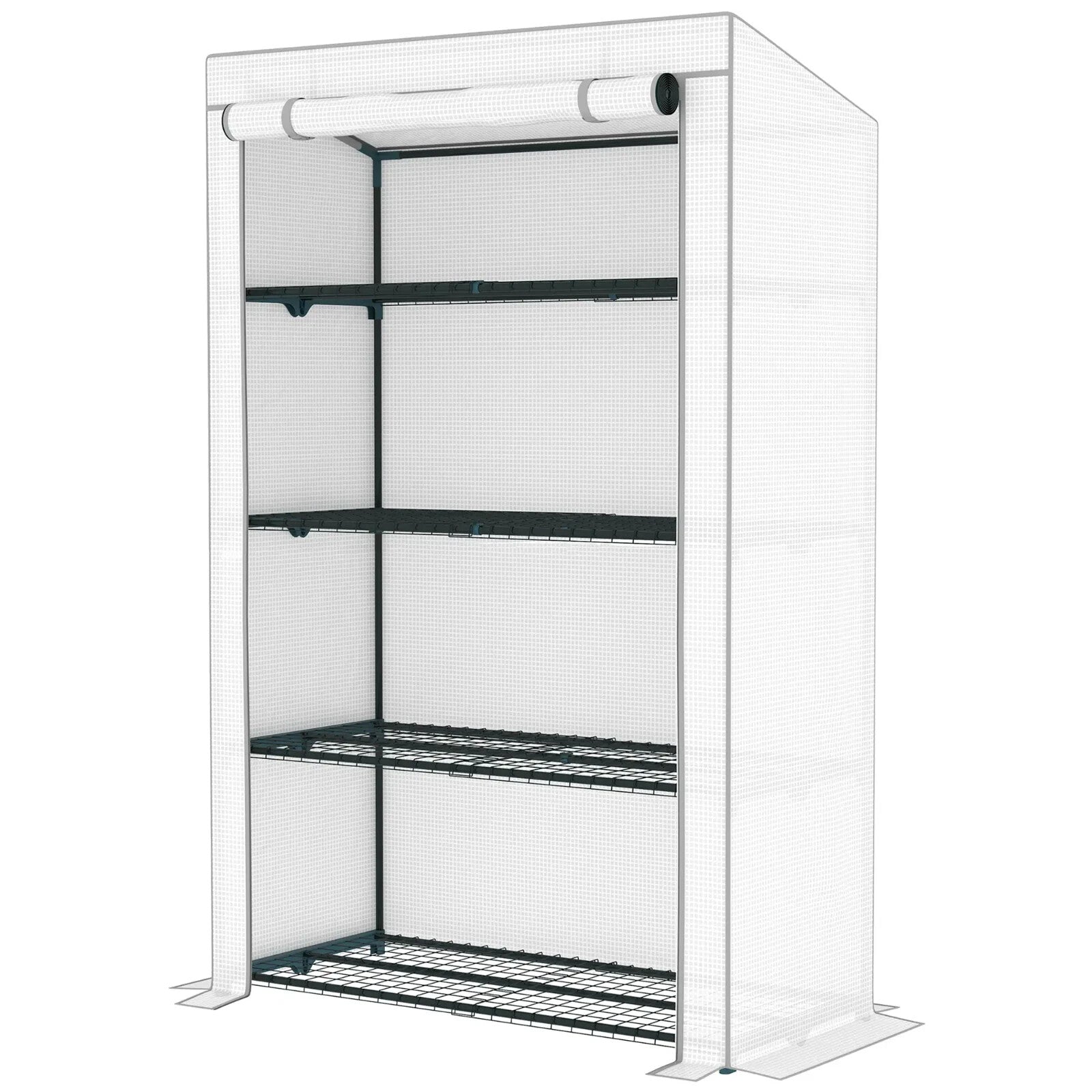 4 - Tier Lean - to Mini Greenhouse with Reinforced PE Cover Compact Plant Shelter - Home and Garden Furniture Shop - rustic - furniture