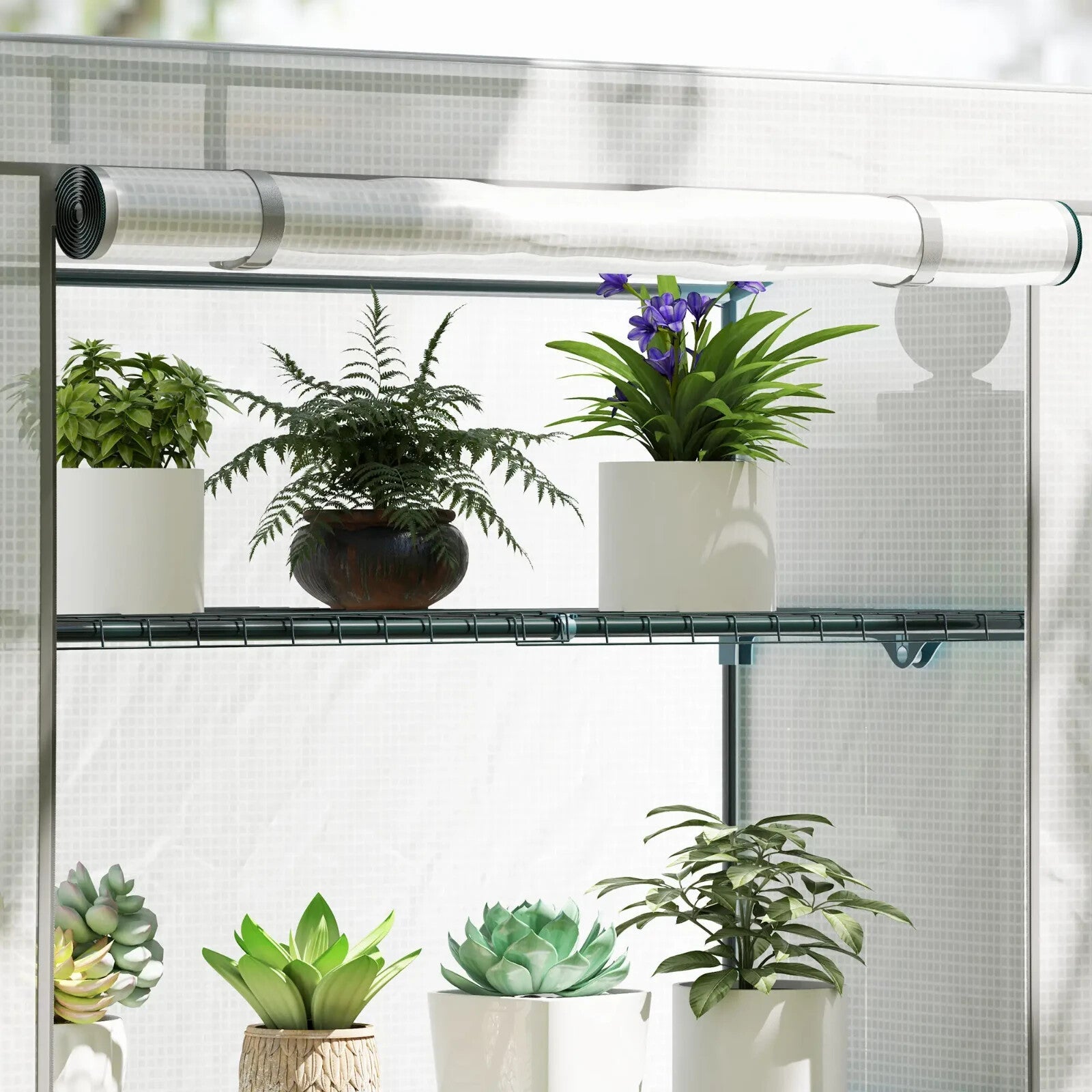 4 - Tier Lean - to Mini Greenhouse with Reinforced PE Cover Compact Plant Shelter - Home and Garden Furniture Shop - rustic - furniture
