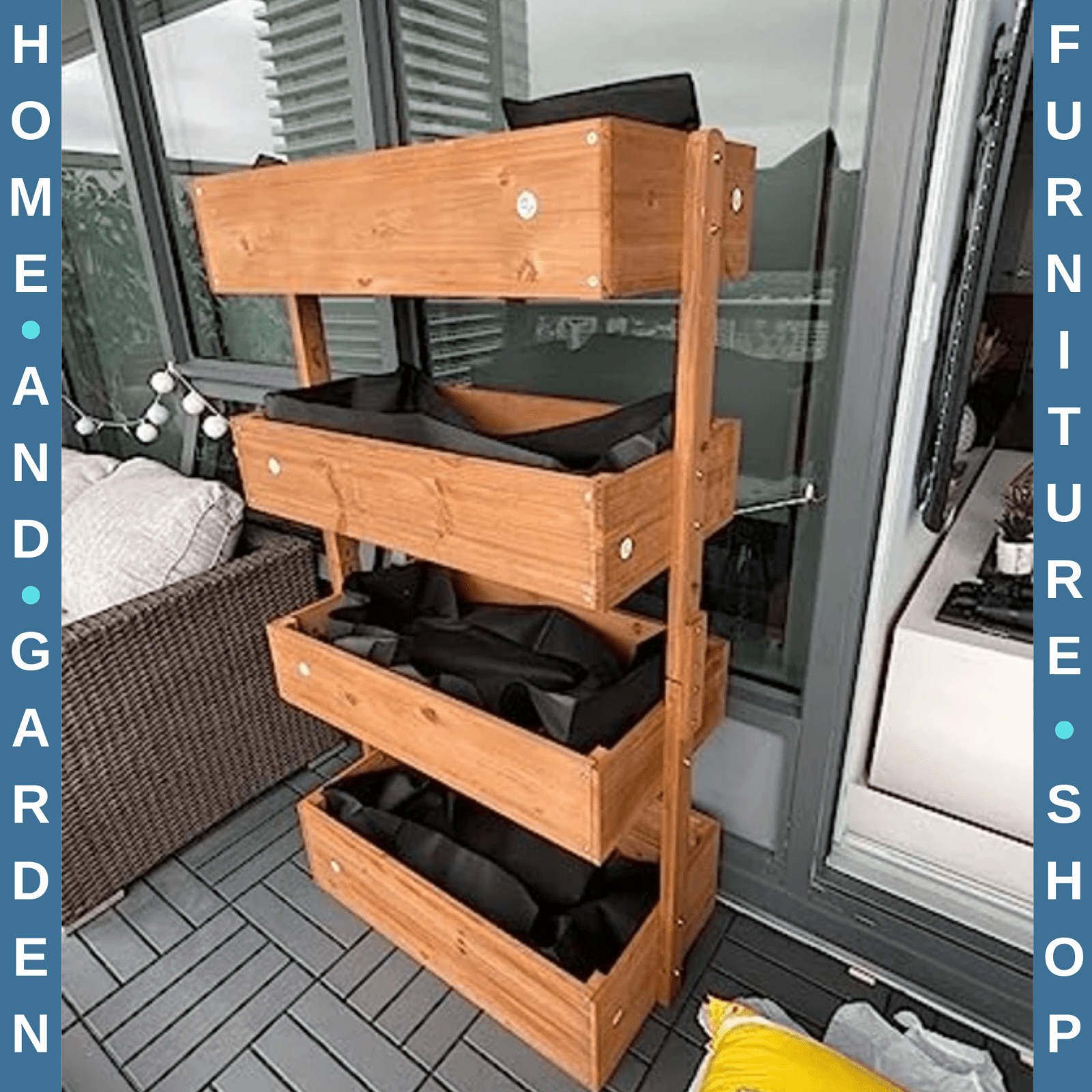 4 - Tier Raised Garden Bed 80cmx45cmx142cm Fir Wood Vertical Planter Plant Stand - Home and Garden Furniture Shop - rustic - furniture