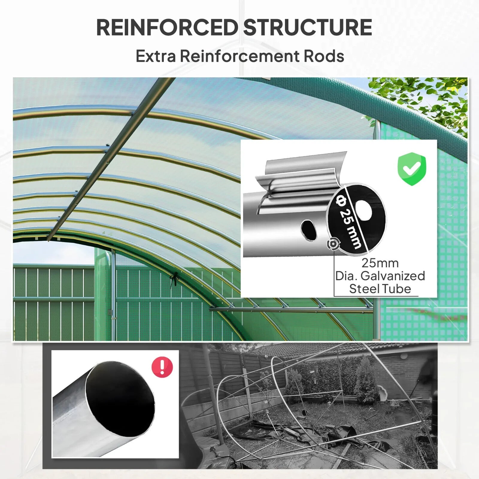 4 x 3 m Walk In Polytunnel Greenhouse with Doors Mesh Windows Tunnel Grow House - Home and Garden Furniture Shop - rustic - furniture