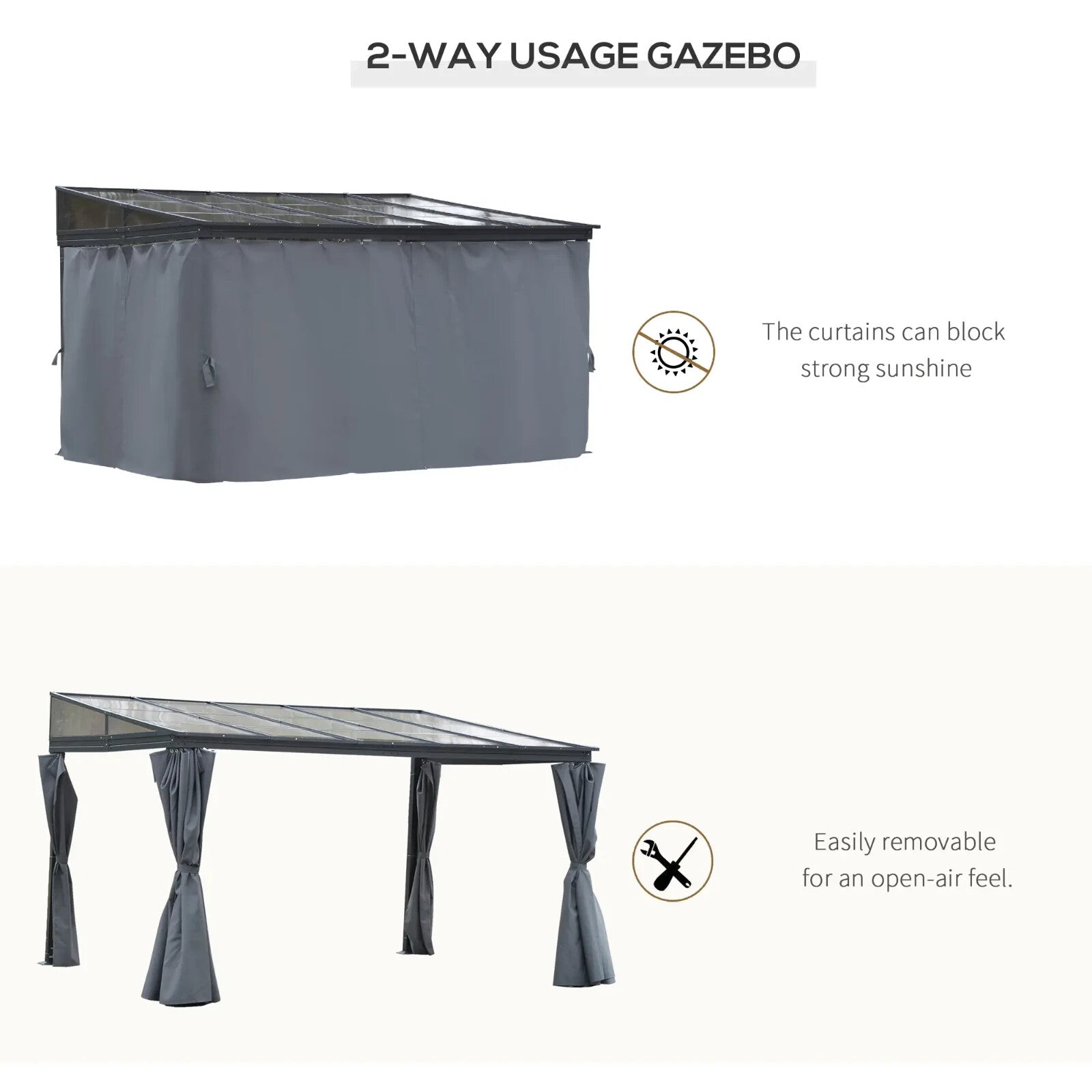 4 x 3m Garden Pergola Gazebo with Curtains Outdoor Party Tent Canopy Sun Shelter - Home and Garden Furniture Shop - rustic - furniture