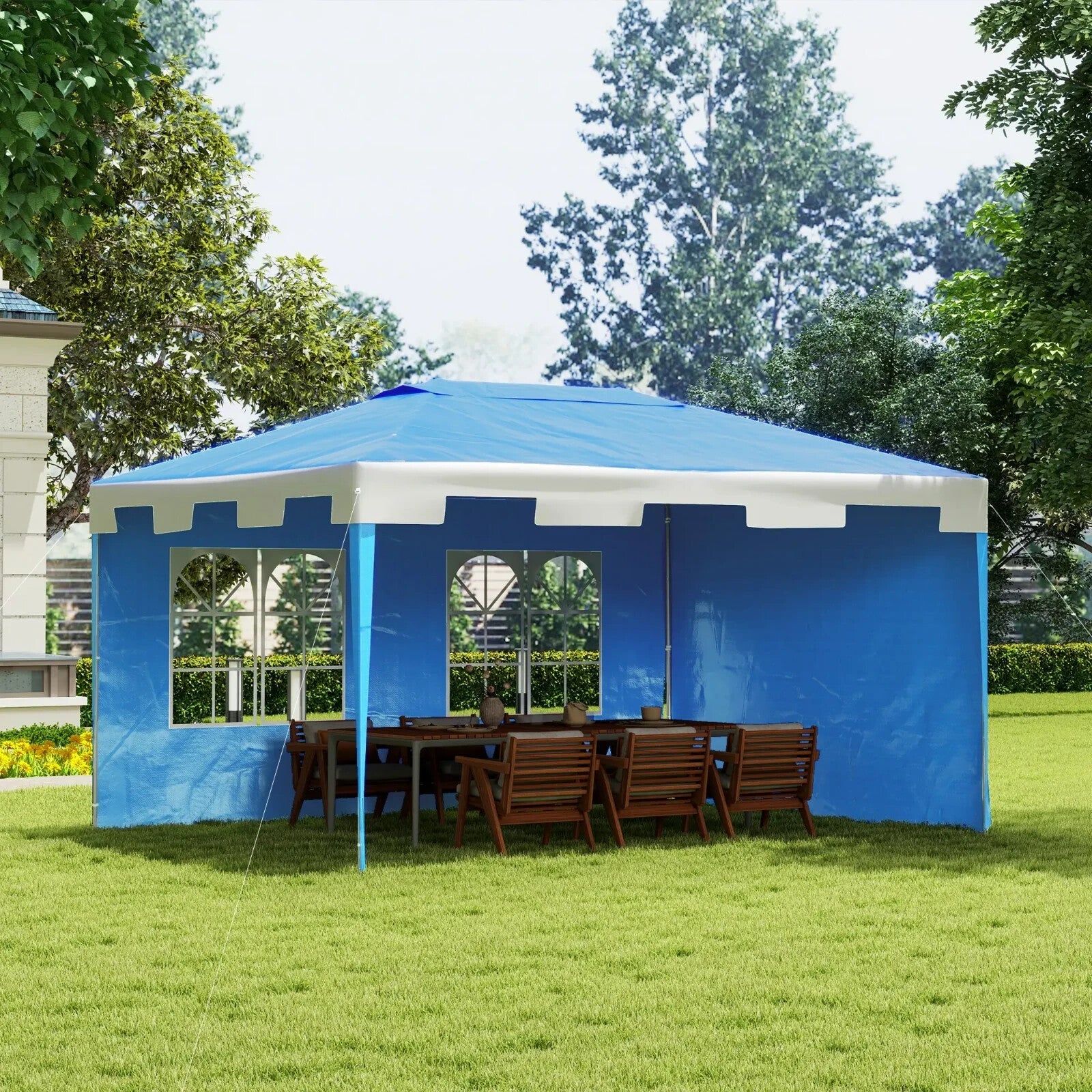4 x 3m Heavy Duty Pop Up Gazebo Garden Party Tent Marquee Outdoor Event Shelter - Home and Garden Furniture Shop - rustic - furniture