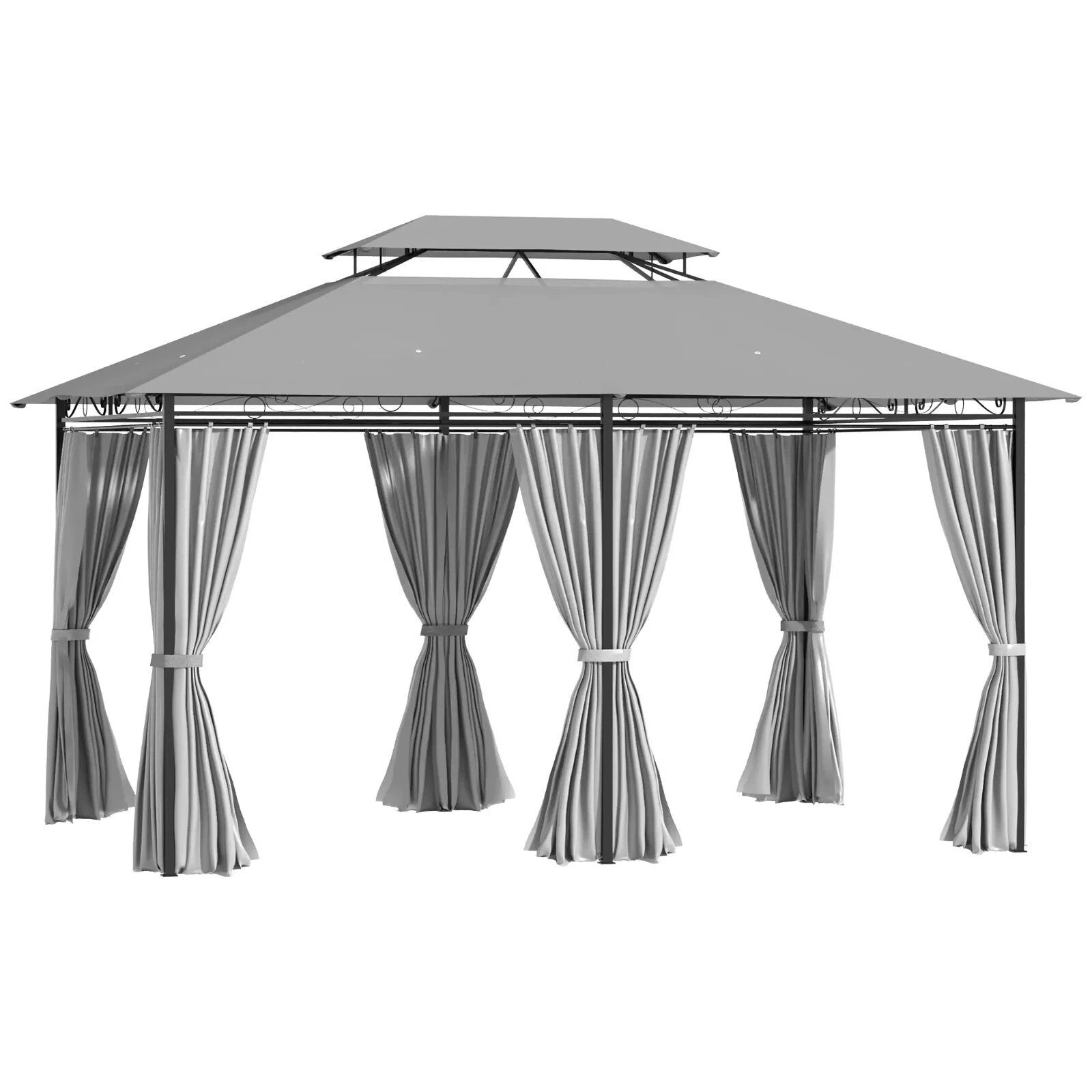 4 x 3m Metal Garden Gazebo with Curtain and Sidewalls Patio Party Canopy Shelter - Home and Garden Furniture Shop - rustic - furniture